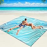 WIWIGO Beach Blanket Waterproof Sandproof Beach Mat 79 X 83/10\'x9\'for 2-8 Adults Quick Drying Outdoor Picnic Mat Beach Accessories for Travel, Camping, Hiking