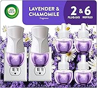 Air Wick Plug-In Scented Oil Starter Kit: 2 Warmers + 6 Lavender & Chamomile Refills, Natural Essential Oils, Long-Lasting Air Freshener