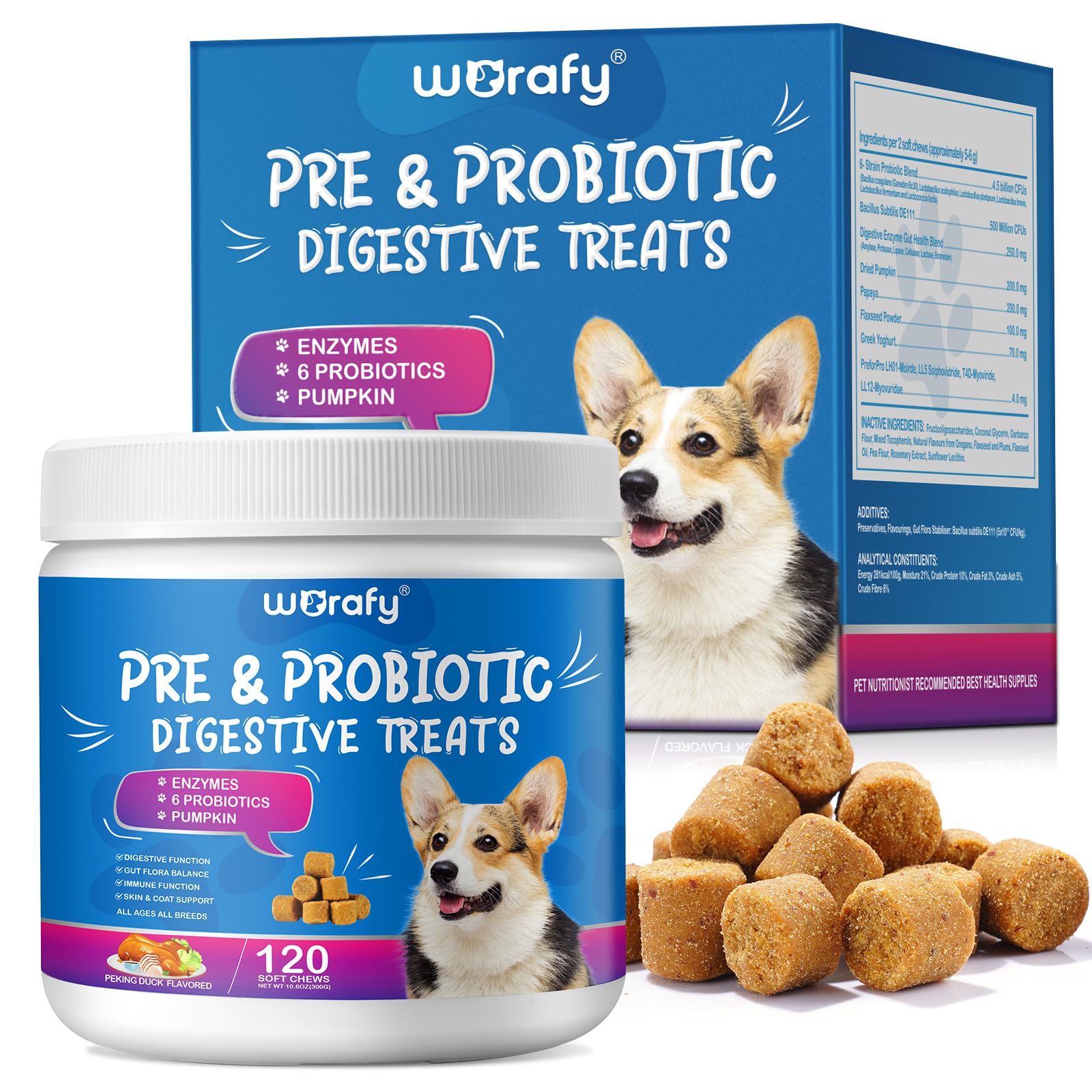 Probiotics Chews for Dogs 120 Chews, Peking Duck Flavor