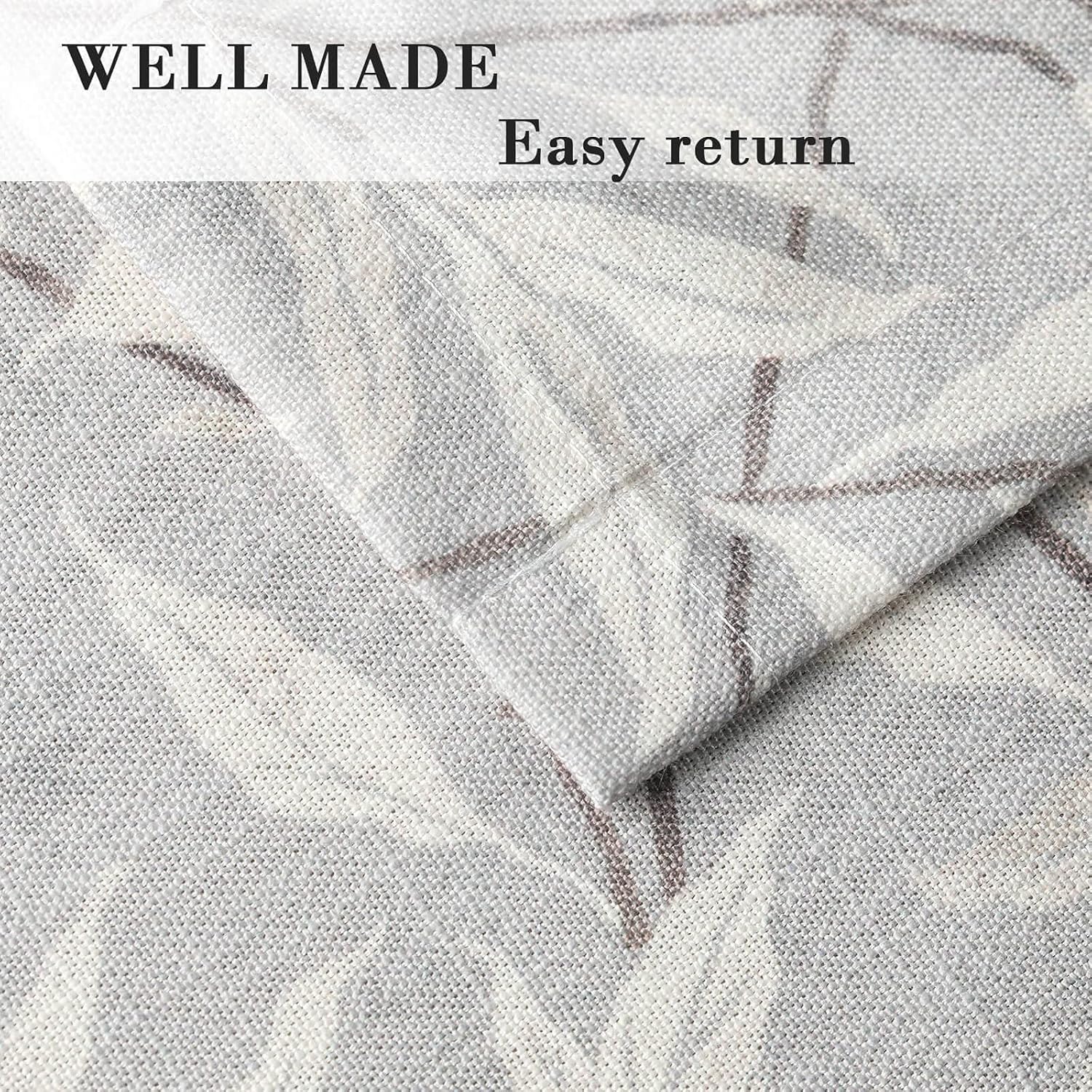 VOGOL Grey Leaves Print Curtain Valance, Linen Textured Tie Up Window Shade Rod Pocket Tie-up Adjustable Valances for Bathroom, 52 x 18, One Piece