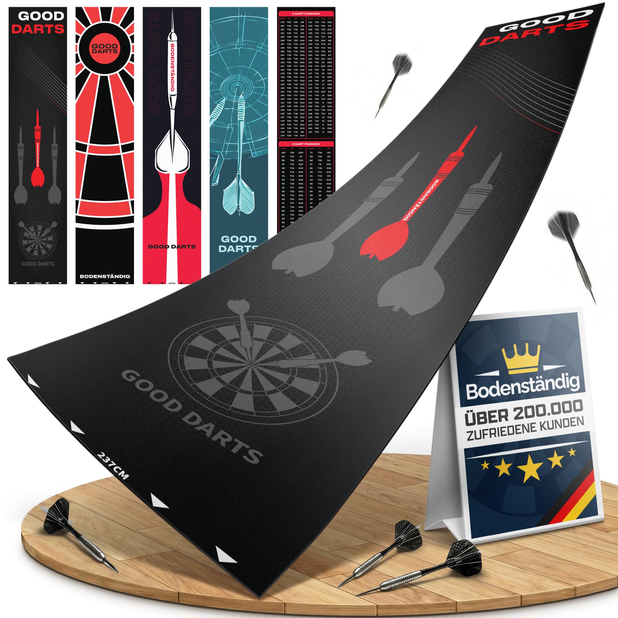 Bodenständig Tapis de lancer pour fléchettes avec ligne de lancer, barre de points et protection