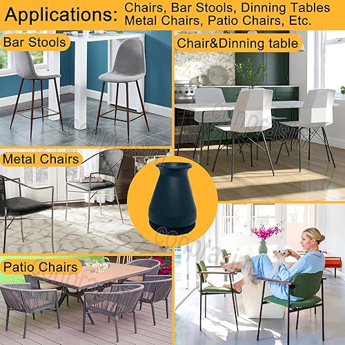 Miniatura 10 de Protectores de suelo de silicona extra pequeños con fieltro, se ajustan a patas de silla de 0.5 a 1 pulgada, tapas de silicona para patas de