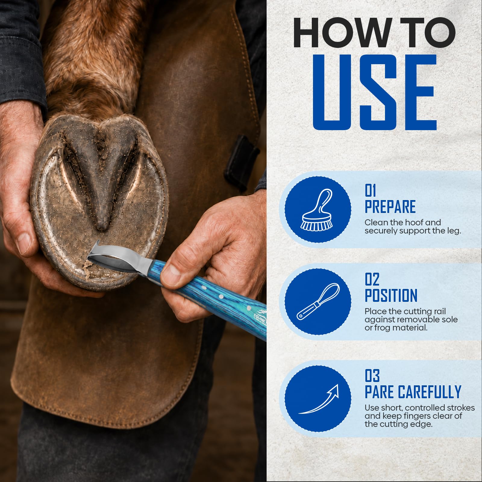 Equine Hoof Knife & Pick - J2 Stainless Steel -6