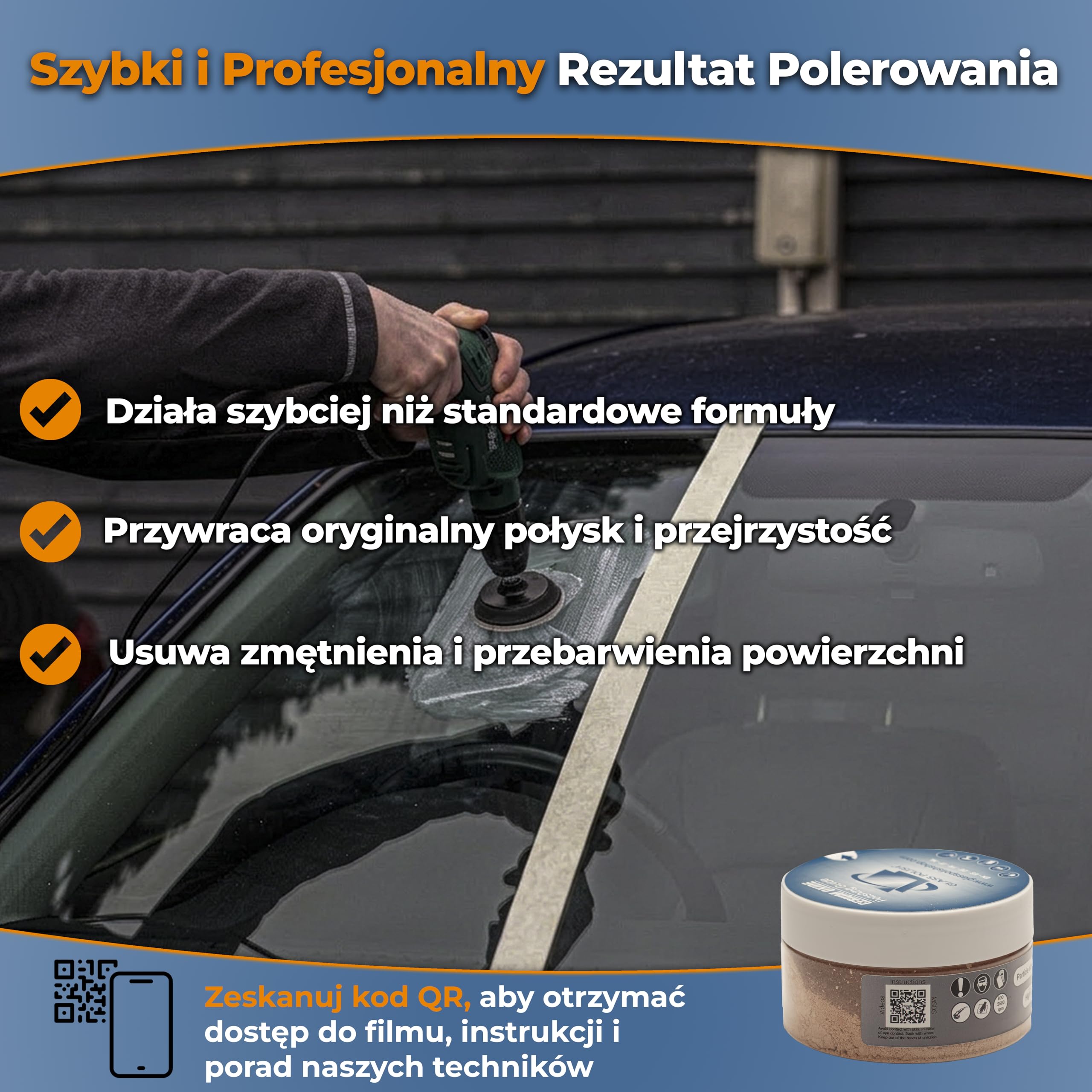 GLASS POLISH PRO 100 g tlenek ceru, wysokiej jakości proszek do polerowania szkła, ulepszona formuła, TREO 85%, 3,5 mikrona, brązowy - GP90007
