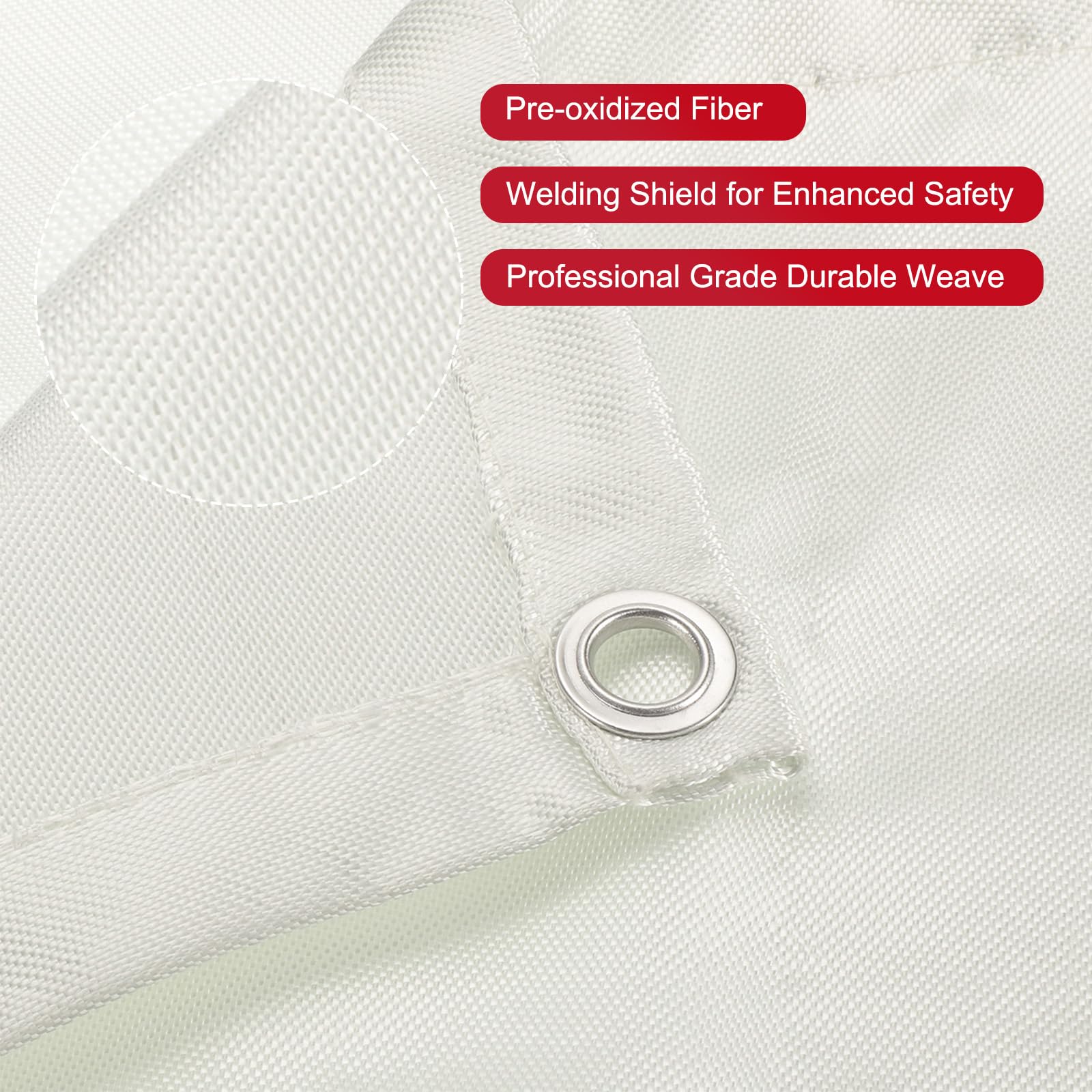 QUARKZMAN Manta De Soldadura Ignífuga 175x182 cm, Tela De Fibra De Vidrio Resistente Al Calor, Manta Protectora contra El Fuego, Suministros De Protección, 0.8 mm De Grosor, Blanca