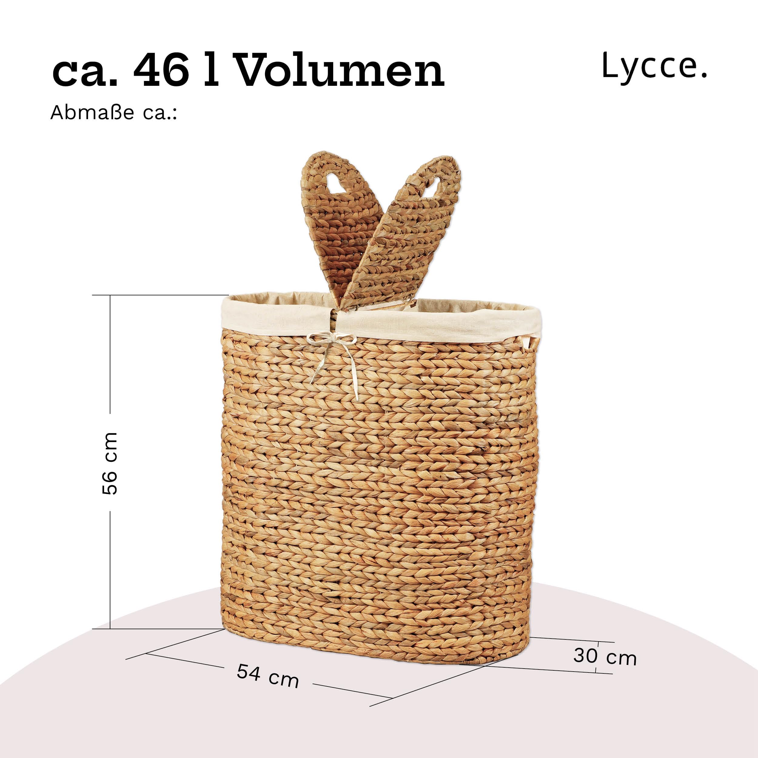 Lycce Wäschekorb 2-Fach Sortierer, 46L, Oval + Deckel und Metallgestell