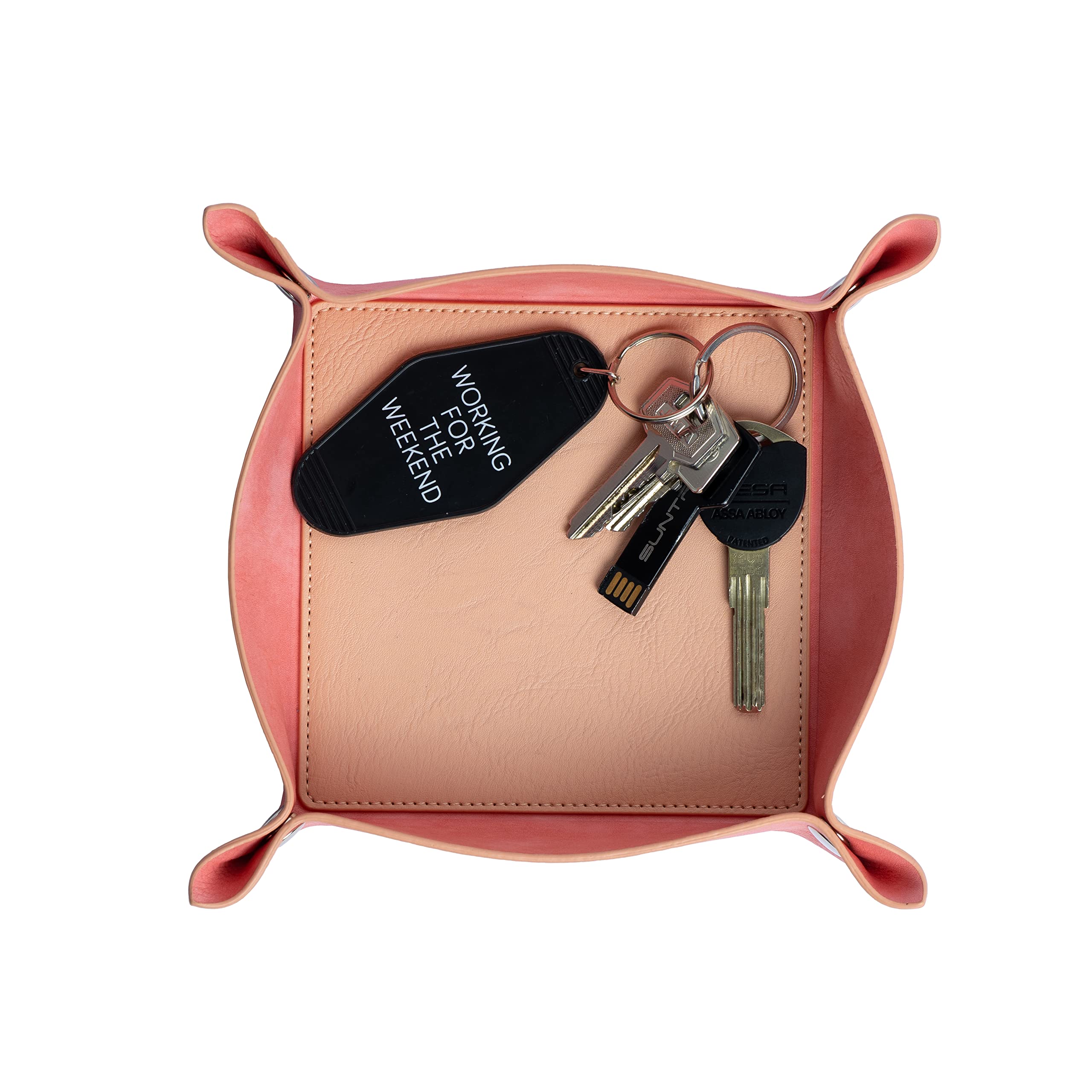 Fisura – Svuota tasche ingresso. Svuota tasche originale. Organizzatore di chiavi in similpelle. Misure: 19 x 19 centimetri. (Rosa)
