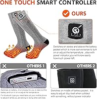Vista 3 de SNOW DEER - Calcetines térmicos eléctricos recargables mejorados, 7.4 V, batería de 2200 mAh para clima frío para hombres y mujeres, calcetines