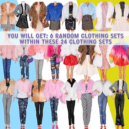 Miniatura 2 de Conjunto de ropa de abrigo de invierno para muñeca de niña de 11.5 pulgadas, suéter de moda de invierno con jeans, vestido de fiesta, faldas,