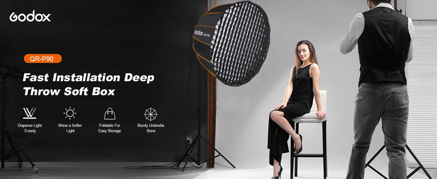 Amazon.com : Godox QR-P90 Deep Parabolic Softbox 35in 90cm with