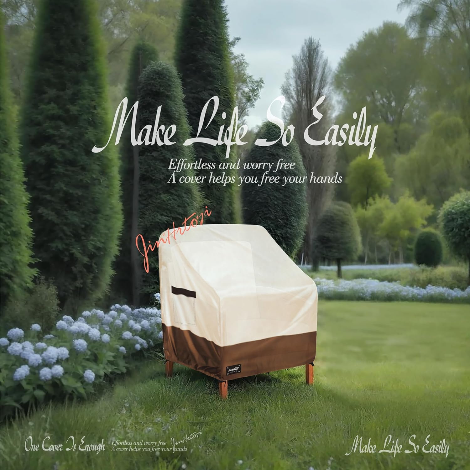 Outdoor Chair Covers 2 Pack, (30W x34D x38H inches)100% Waterproof Heavy Duty Patio Furniture Covers ,Outdoor Furniture Covers Waterproof for Patio Chair Covers,Beige&brown - Image 4