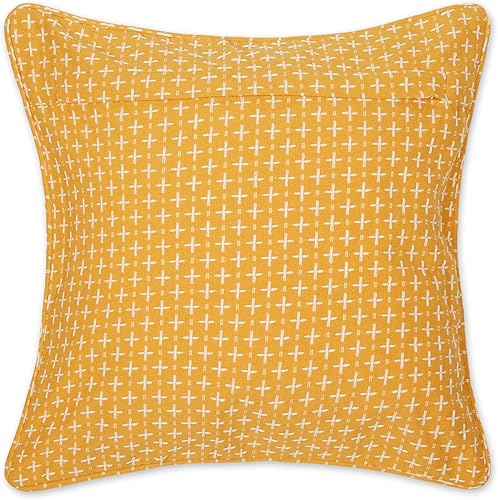 Miniatura 22 de DII Colección de fundas de almohada, algodón reciclado, cremallera oculta, 18x18, rayas cambray, azul brillante, 2 piezas