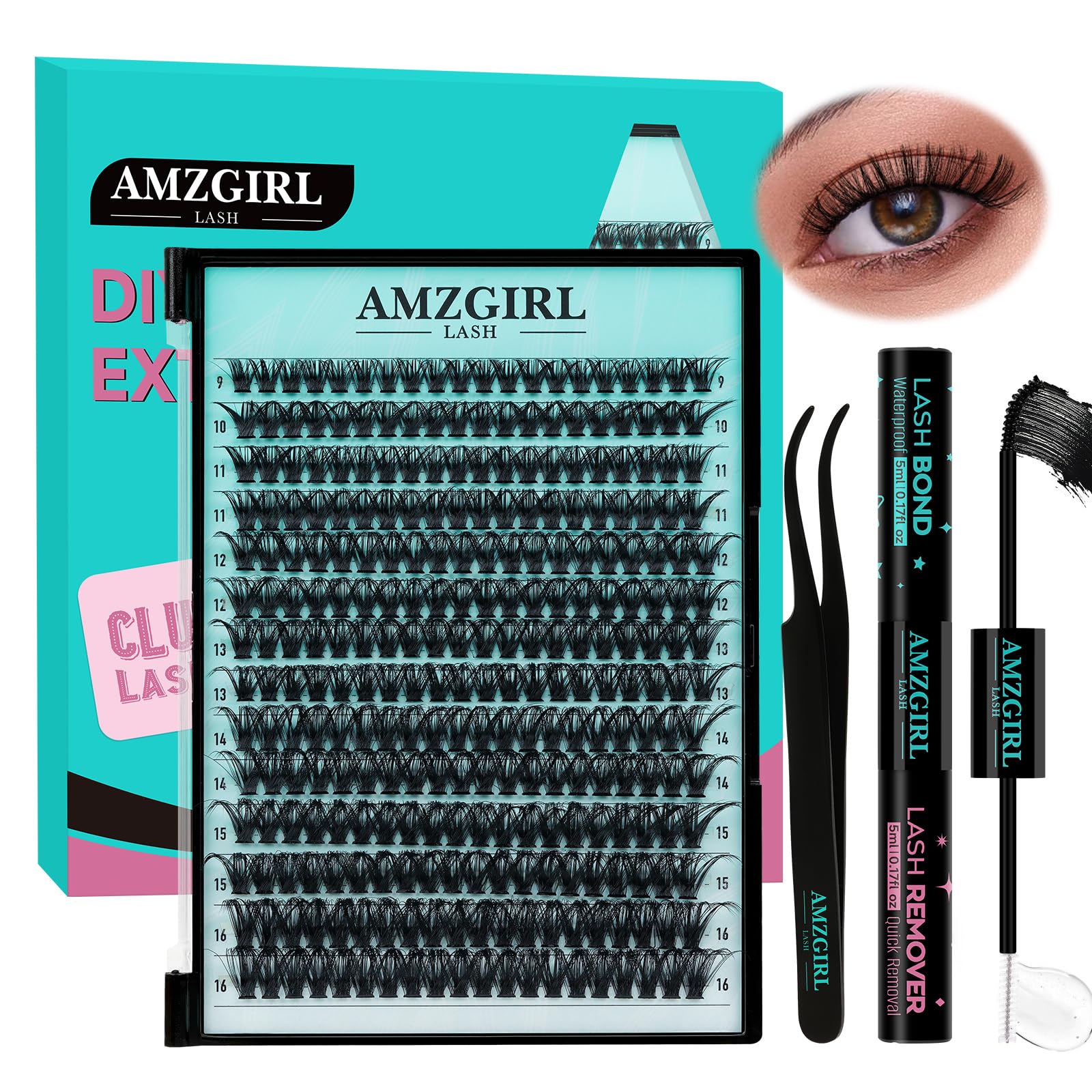 Lash Extension Kit 280PCS Eyelash Clusters 60D DIY Eyelash Extension Kit Individual Lashes Natural Lash Clusters Kit with Lash Bond and Remover