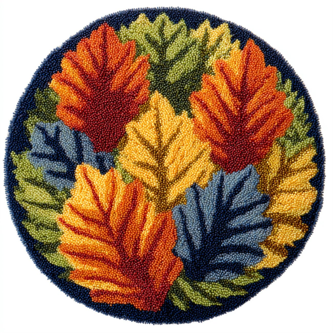 Kitquiver Latch Hook Rug Kits Colorful Leaves 100x100cm