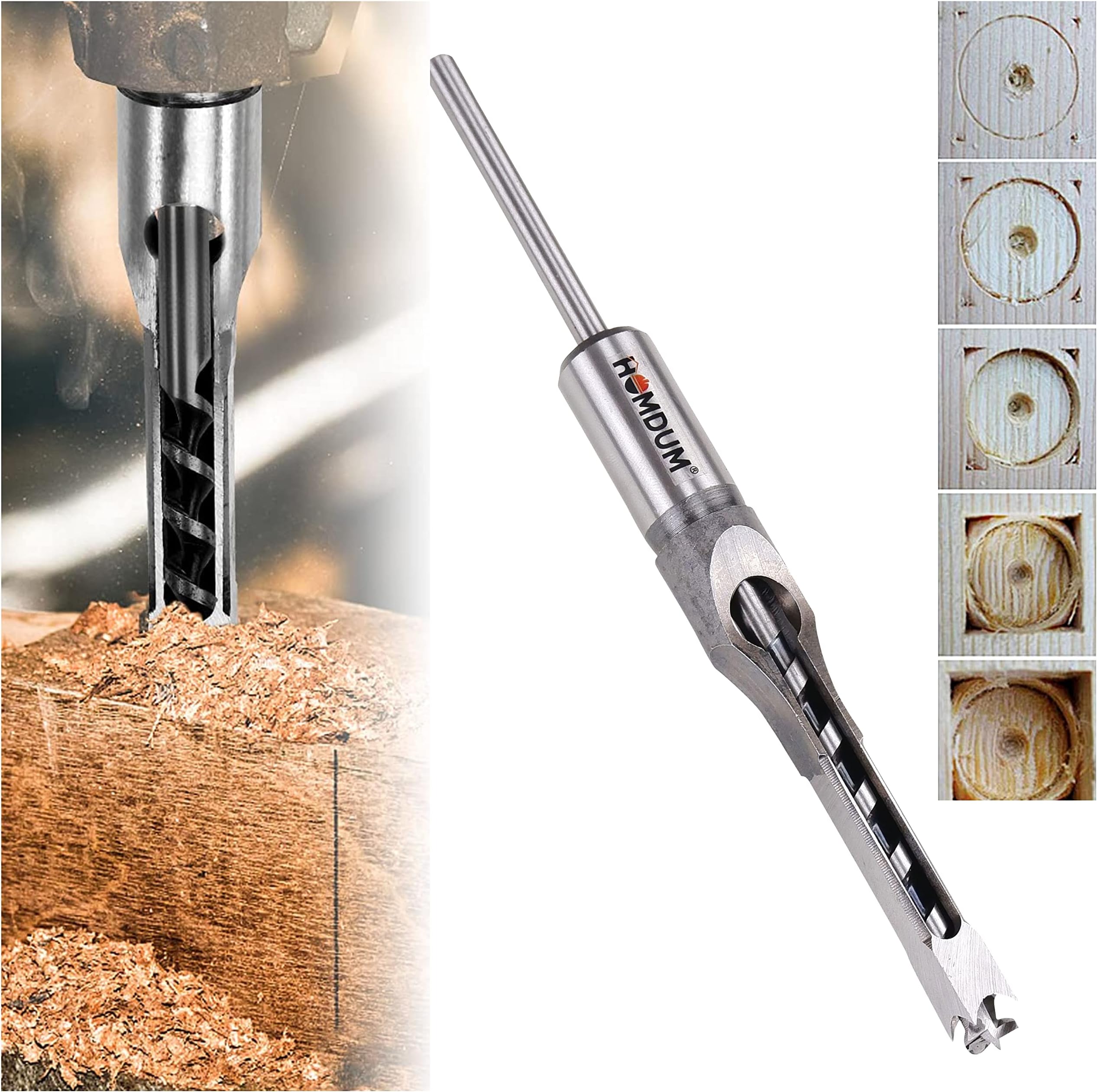 Homdum 3/8 inch Square hole drill bits wood mortising chisel for Woodworking, Auger Tool Mortise drill bit drilling dia 9.5 mm.