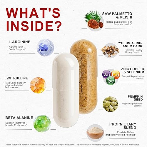Miniatura 3 de Rasav Refuerzo de óxido nítrico y suplemento de próstata para hombres, con L-arginina, palma enana americana, polvo de Pygeum. Apoya el flujo