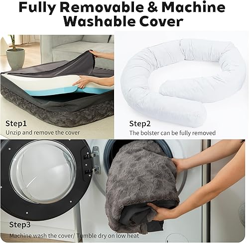 Miniatura 7 de Cama para perros de espuma viscoelástica XL para perros de tamaño XL, sofá ortopédico extragrande con lados y forro impermeable, sofá cama lavable