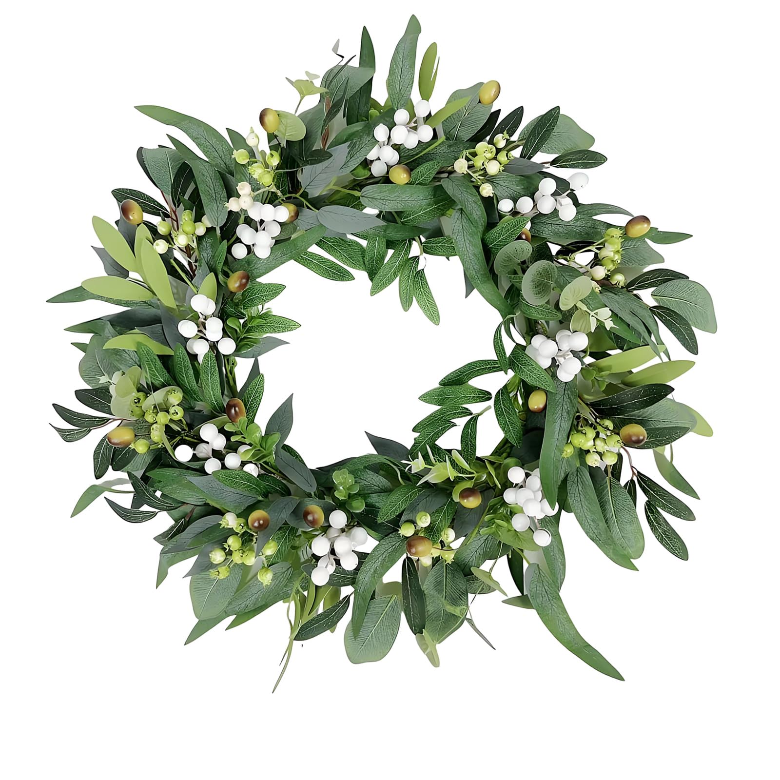 Realistic Artificial Berries and Leaves Wreath for Home Door Decor Holiday Wedding Celebration Olived Leaves Wreath
