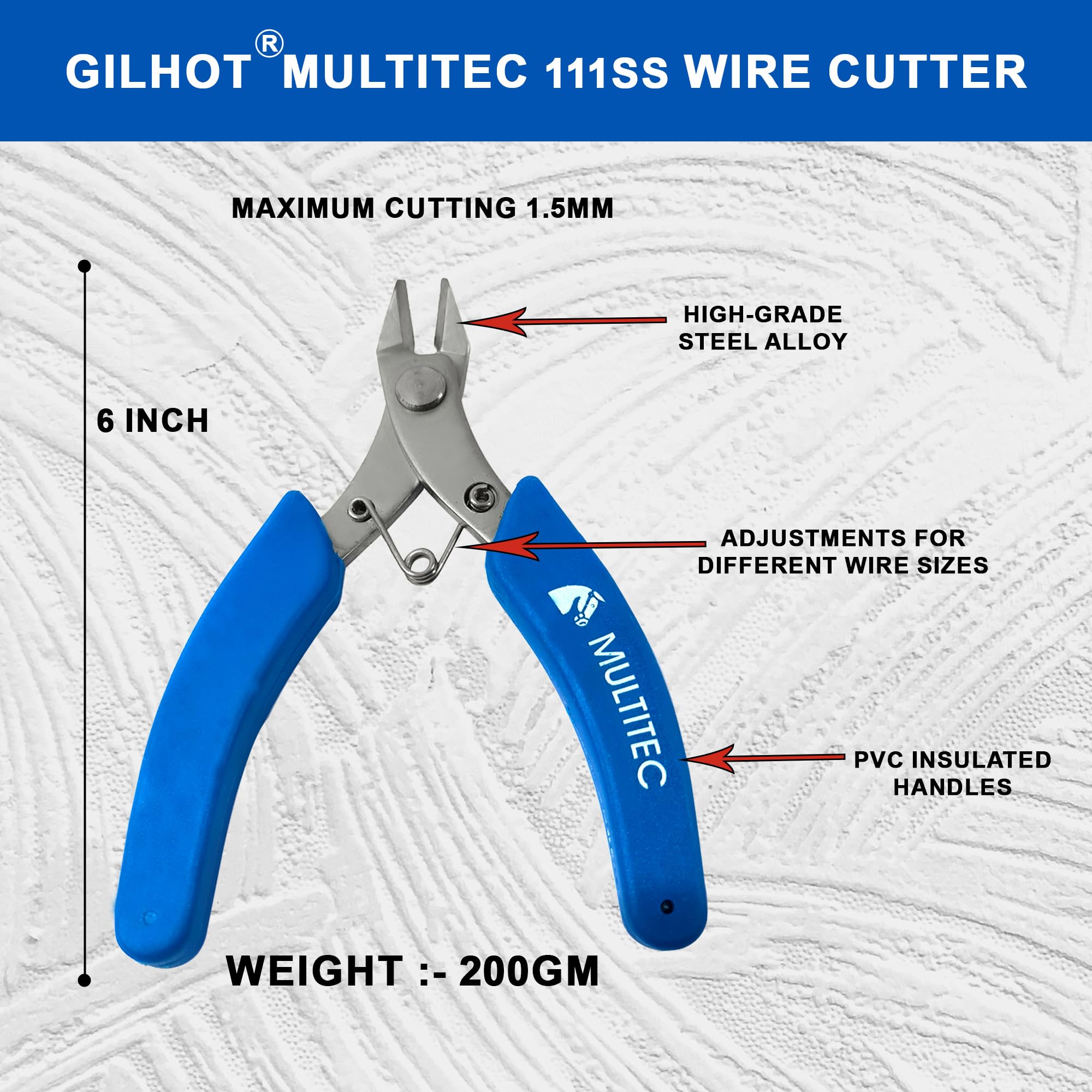 Gilhot® STAINLESS STEEL CUTTER AND NIPPER (111SS) TOP QUALITY FOR HEAVY WORK 3