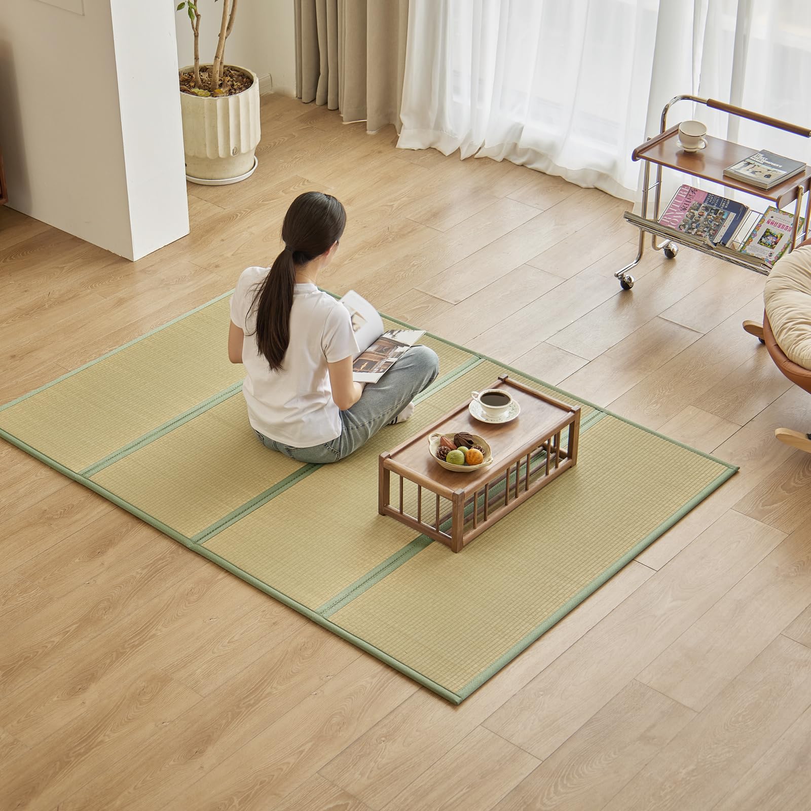 KITBRHOME Japanese Tatami Mat,(Queen, 79" x 59" x 0.5") 100% Rush Grass Portable Folding Mat Futon Mattress Firm Traditional Floor Bed (Queen)