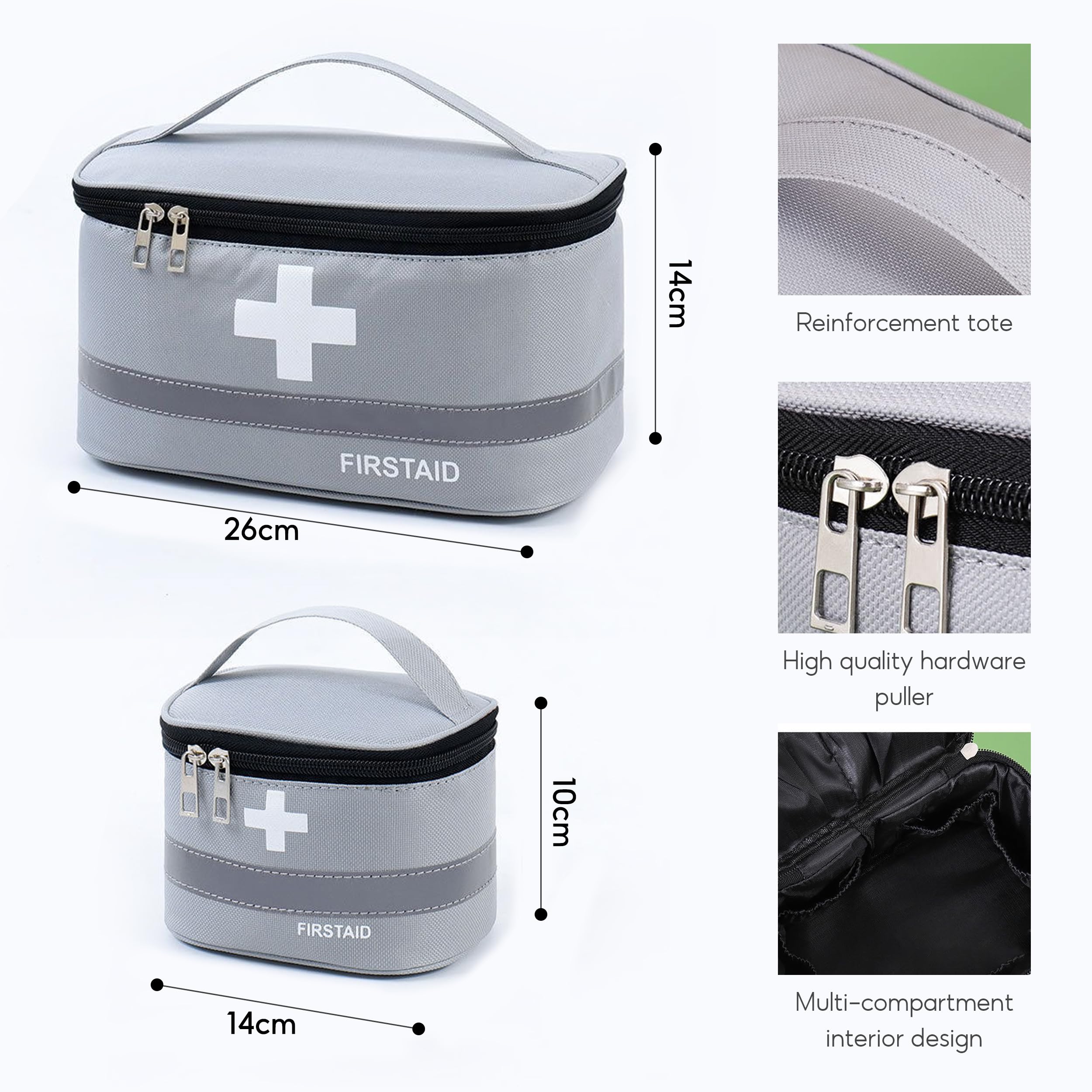 YqsIbth First Aid Bag Empty, 2 PCS First Aid Kit Bags, Small/Large First Aid Emergency Organizer Bags - Image 2