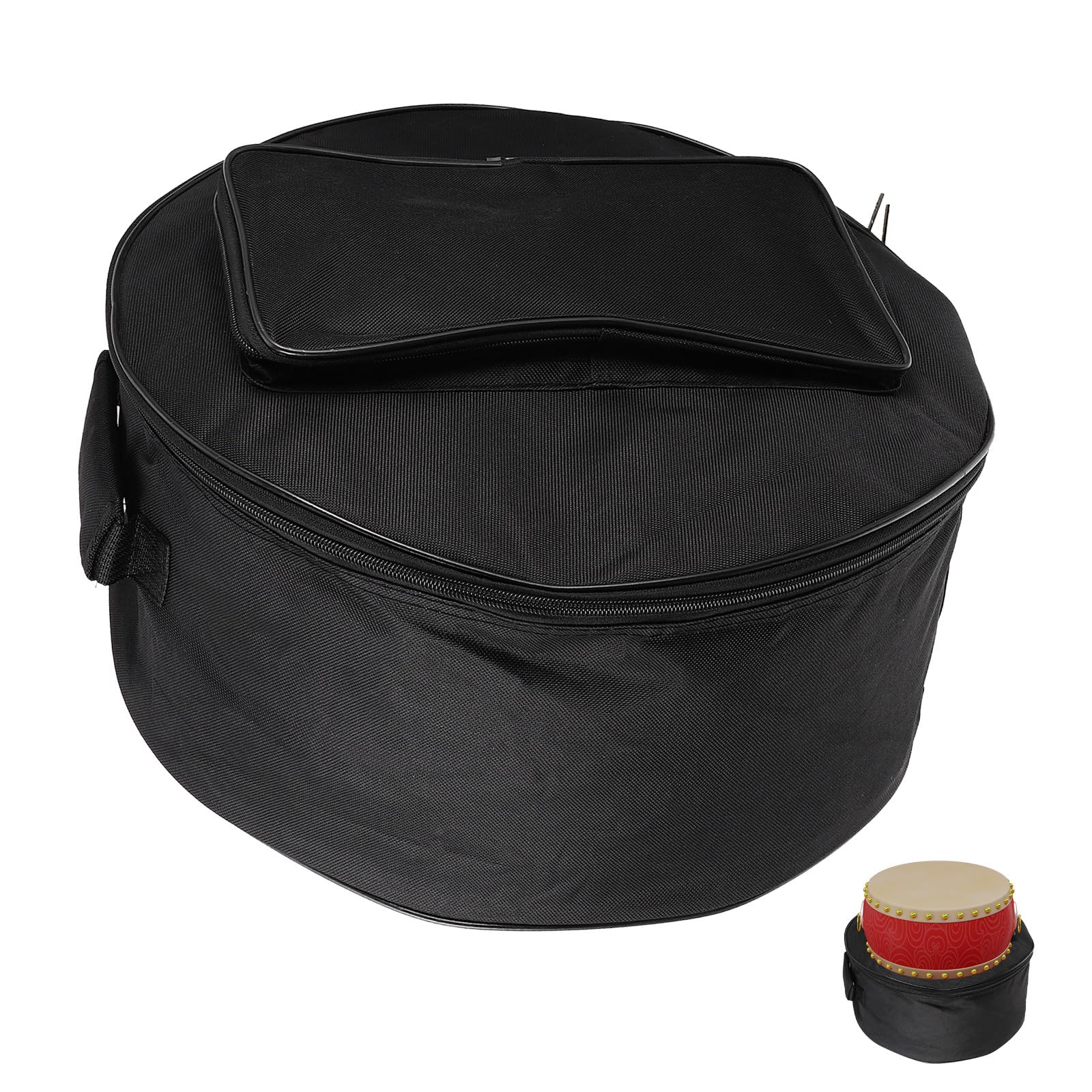 SECFOU Bolsa Acolchada para Caja de Batería 13-14 Pulgadas Funda Negra Bolsillo Exterior para Baquetas Mochila Portátil Resistente para Instrumentos de Percusión