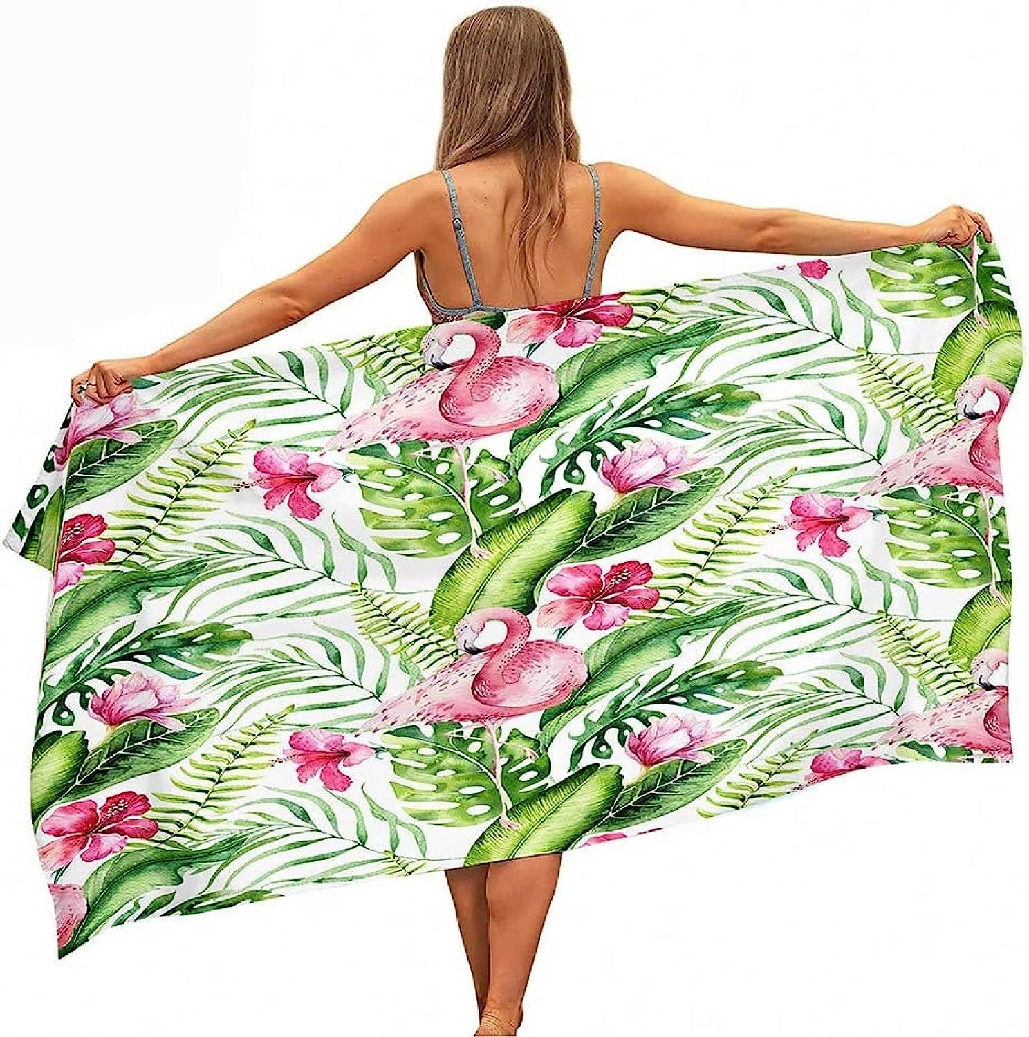 Serviette De Plage Oiseau Plante Tropicale Serviette De Bain Enfant Adulte Drap De Plage Doux Microfibre Absorbant Idéal pour Voyage Plage Piscine Sport Drap De Plage 200 X 200 Cm -8C3I/G0Z