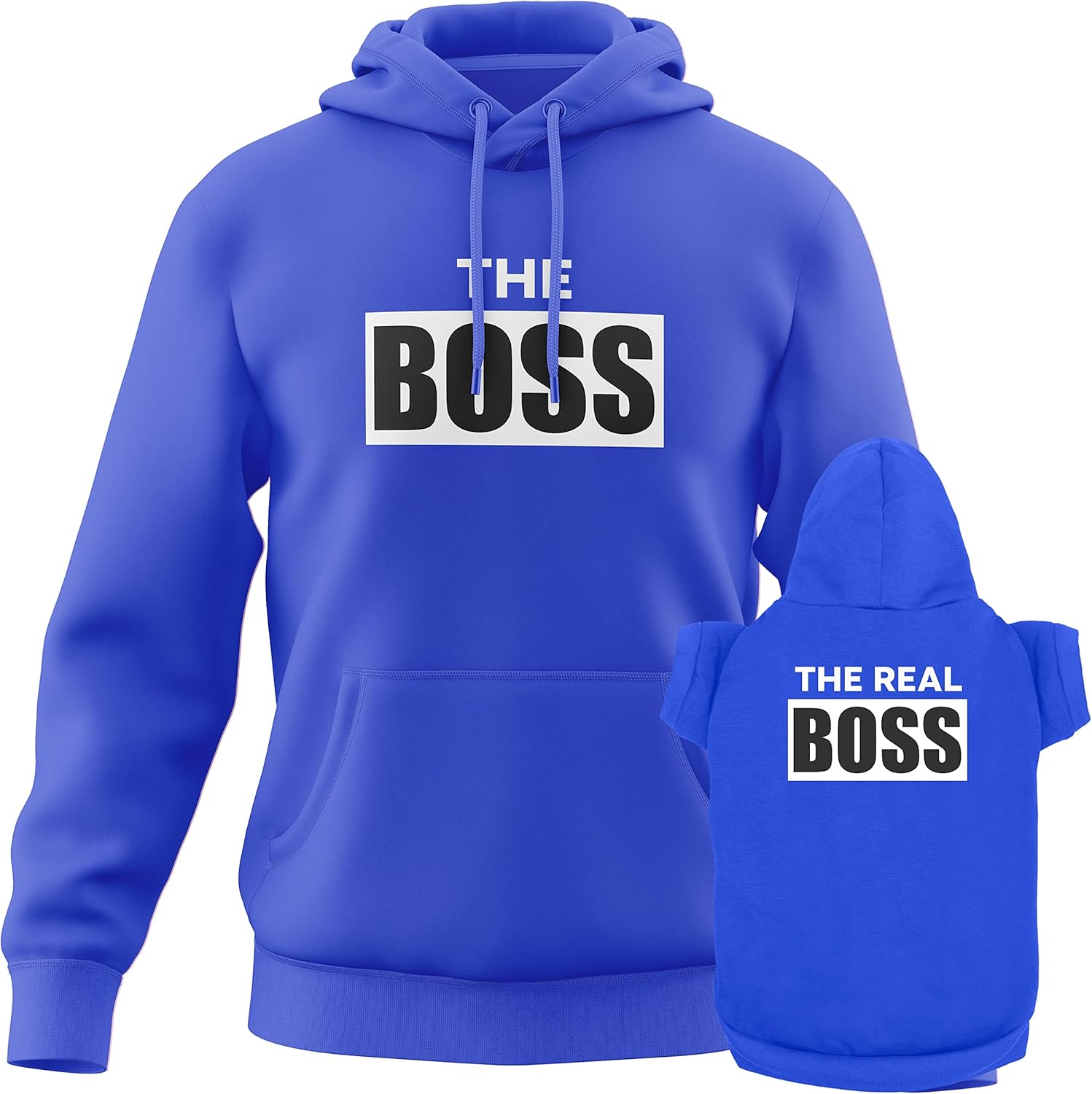Matching Hoodies for Dogs and Humans The Boss The Real Boss Pet & Owner Sweaters - Soft Dog Sweatshirt Set
