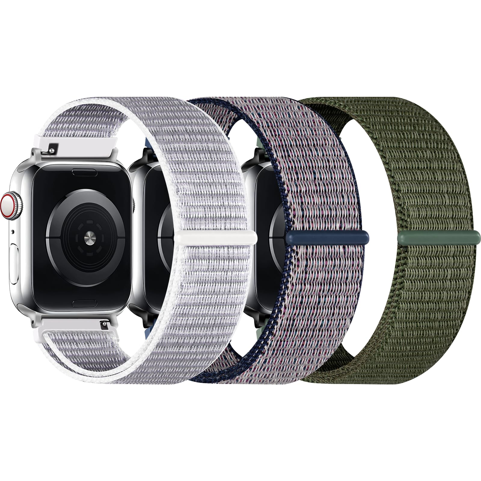 Vigamen 3 Pack Sport Loop Band Compatible with Apple Watch Bands 38mm 40mm 41mm 42mm 44mm 45mm 46mm 49mm for Women Men, Adjustable Breathable Nylon Straps for iWatch Series 10/9/8/7/6/5/4/3/SE/Ultra