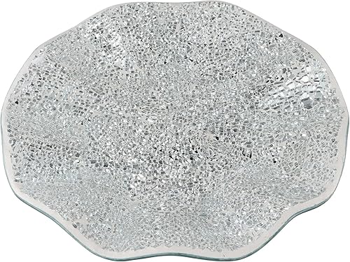 Miniatura 2 de MDLUU Bandeja de centro de mesa de mosaico, plato de vidrio decorativo de 11.6 pulgadas, cuenco de vidrio para decoración del hogar para mesa de