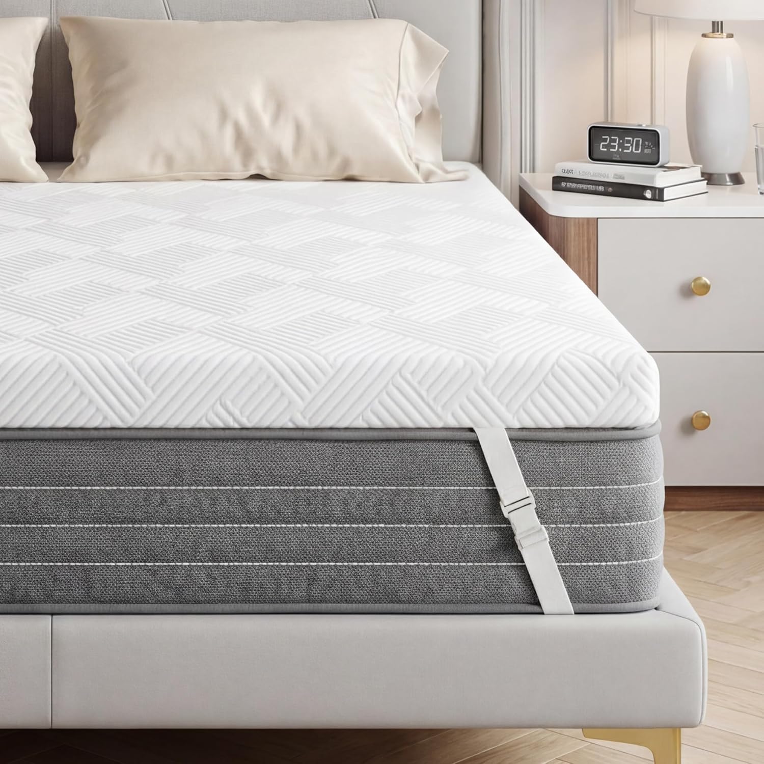 Vipbear 4 Inch Twin XL Mattress Topper, High-Density & Cooling Gel Memory Foam Bed Topper with Anti-Slip Straps, Ergonomic Support for Dorm & Single Bed, Firm Support, CertiPUR-US Certified, 38"× 80"