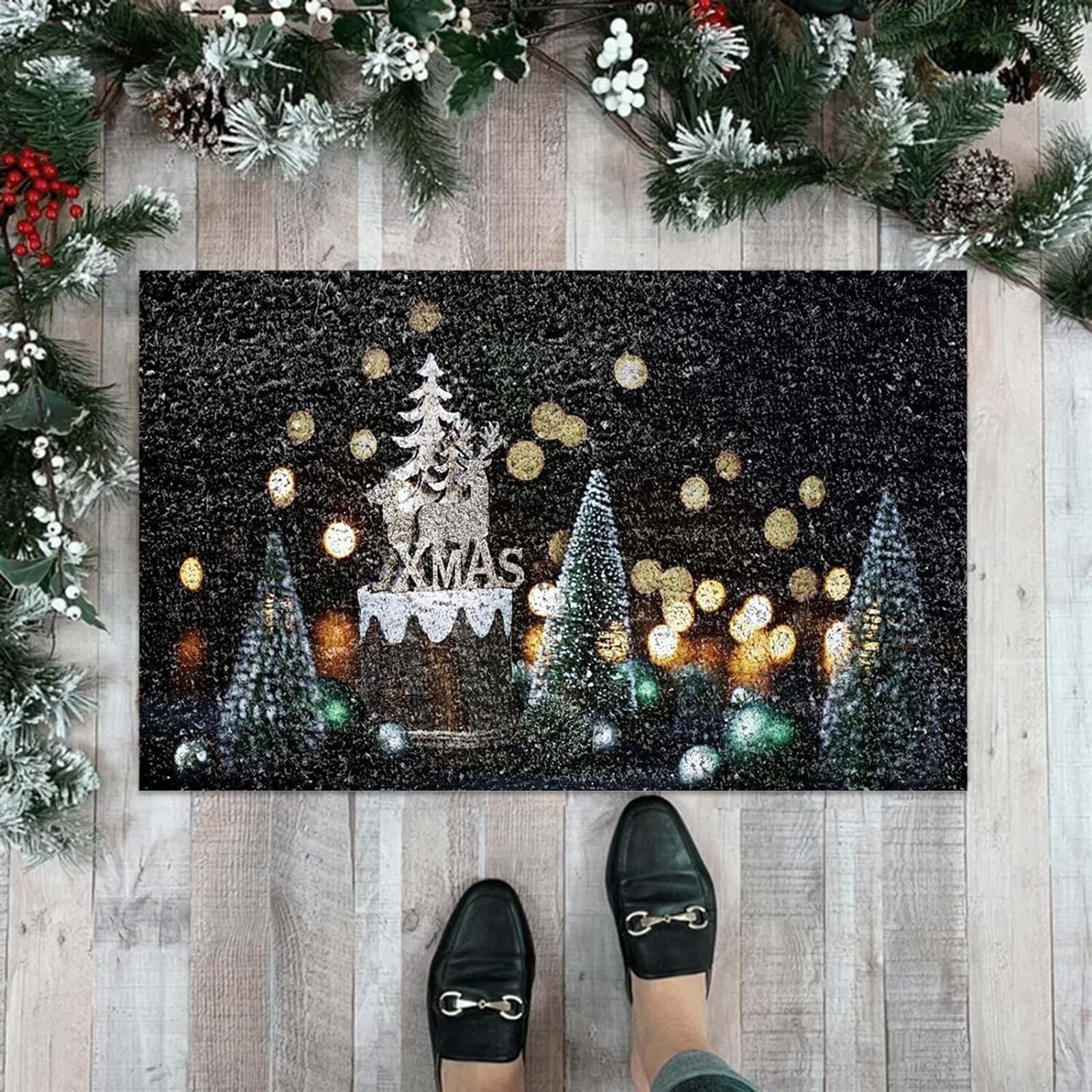 Felpudo Casa Felpudo para Puerta, Temporada Navideña, Regalo De Inauguración De La Casa, Decoración Navideña, Tapete De Bienvenida Navideño Felpudo Entrada Casa(A,50x80cm)