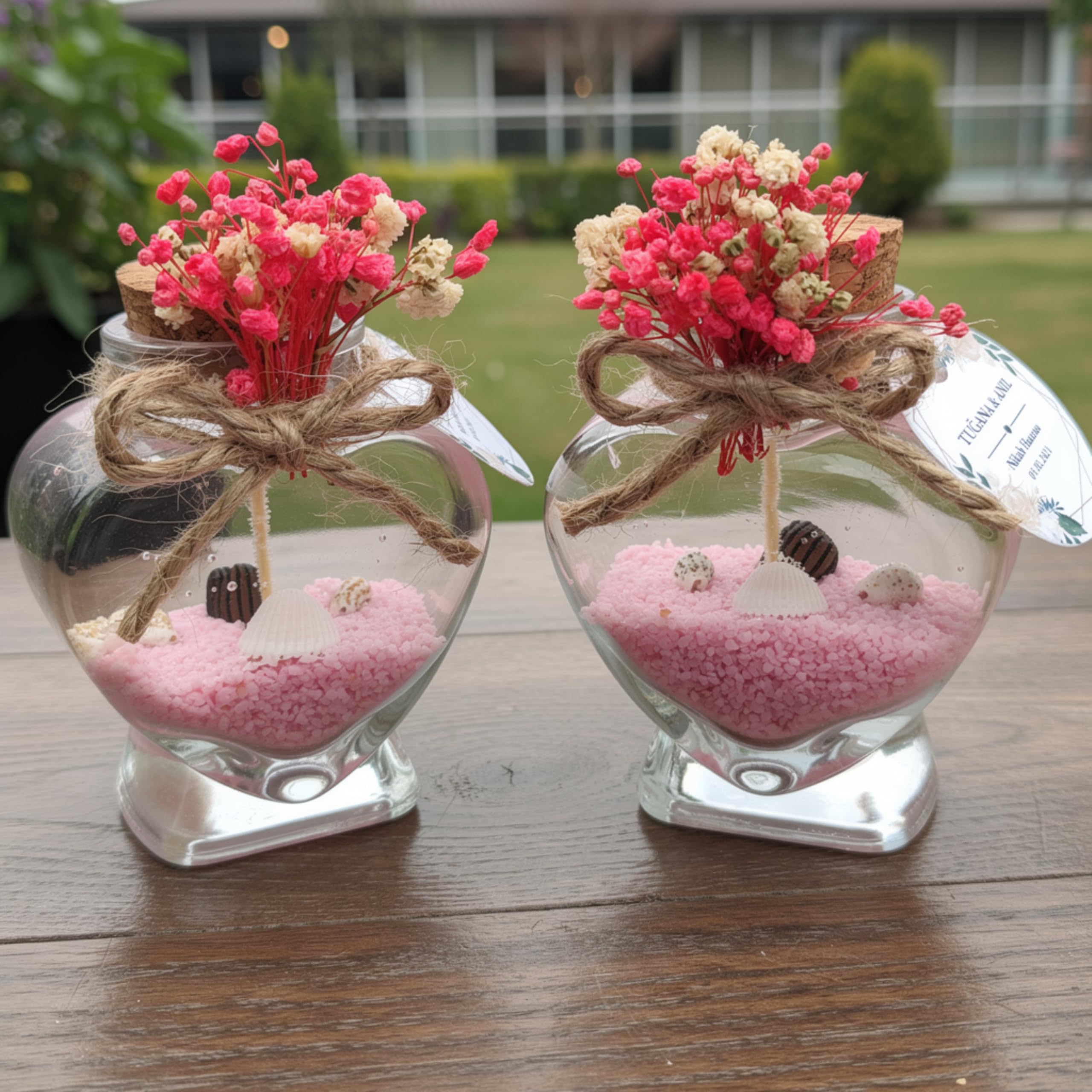 bomboniere matrimonio, bottigliette vetro Candele in un barattolo di profumate battesimo,vasetti vetro anni ragazzo, comunione, cresima,piccolo regalo (gel bianco sabbia rosa, set da 20)