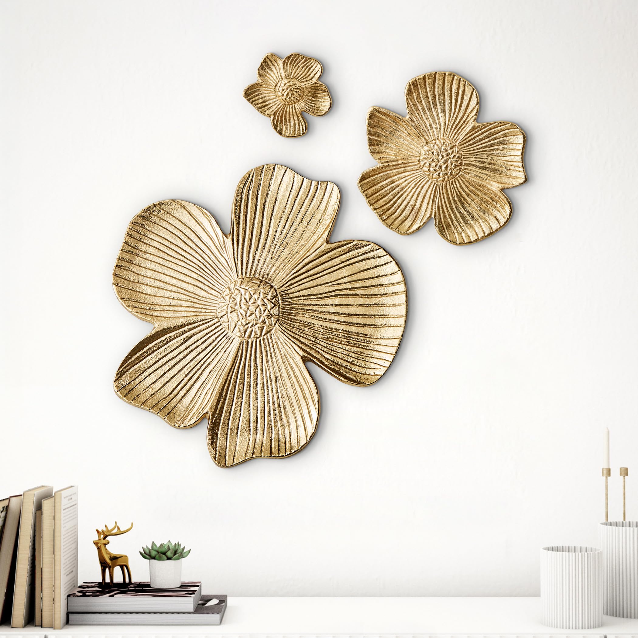 Home Centre Panorama Flare Set of 3 Metal Floral Decorative Wall