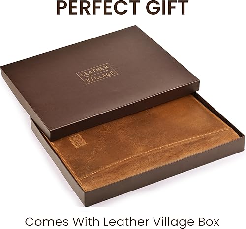 Miniatura 4 de Leather Village Organizador de cartera de cuero, padfolio profesional de negocios para hombres y mujeres, soporte para tarjetas de documentos,