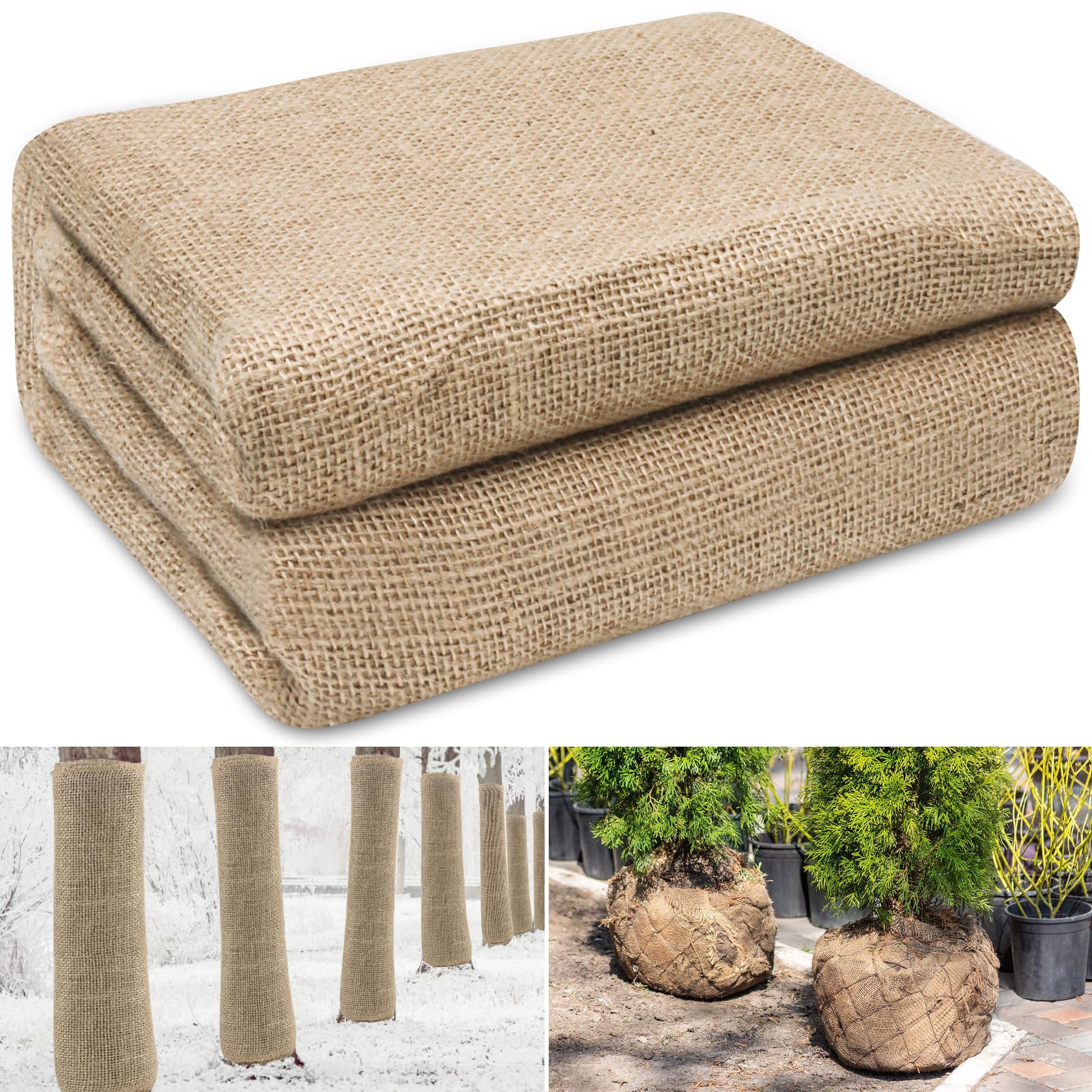 Riare 15 Feet x 40 Inch Natural Burlap Plant Covers Freeze Protection- High Density Jute Burlap Winter Plant Blankets Frost, Winter Frost Cloth for Outdoor Plants Trees Shrubs Winter Frost Protection