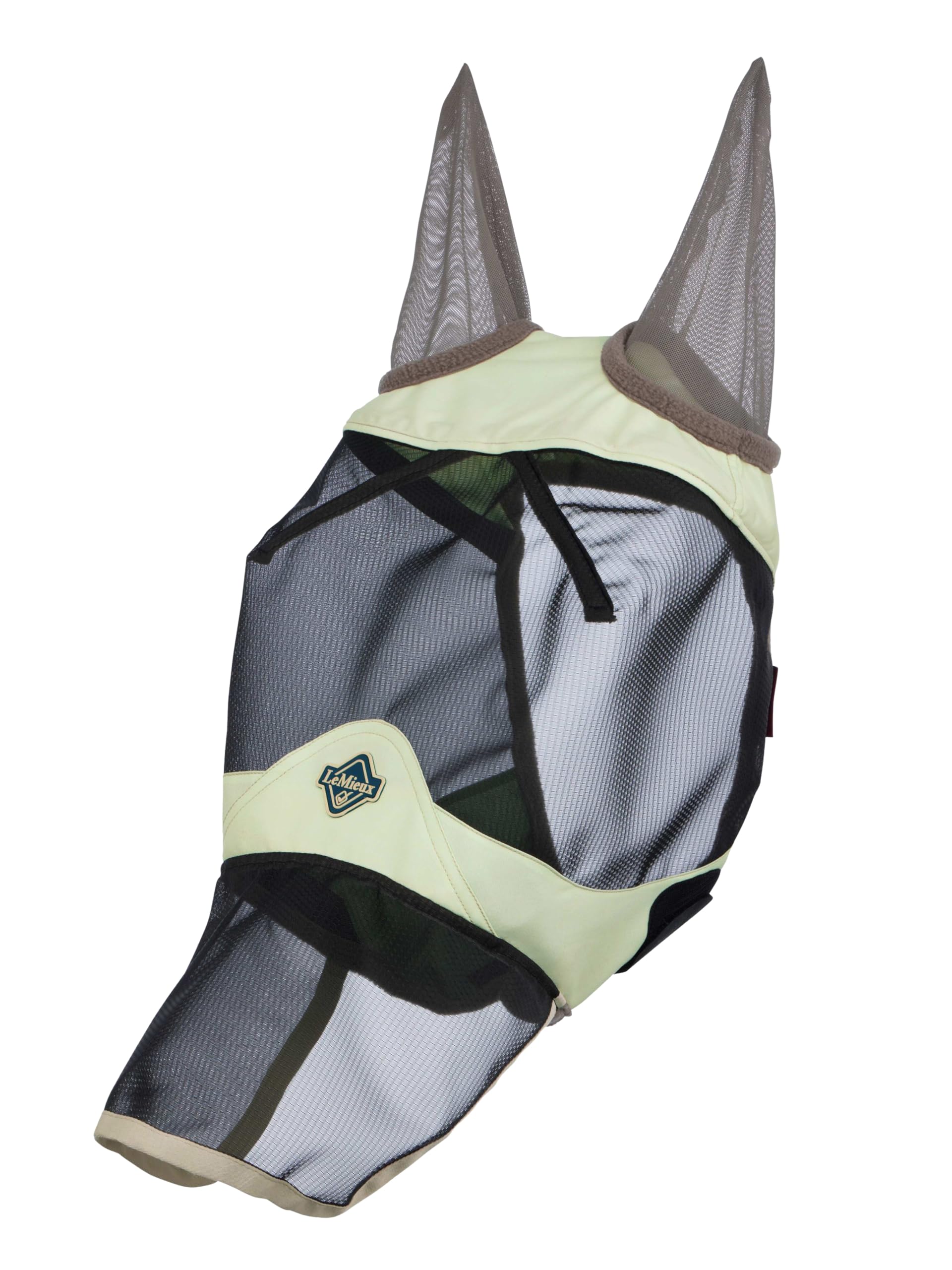 LeMieux Visor-Tek Full Fly Mask - Breathable Black UV Mesh - Soft Lining Strips - Macaron - Small