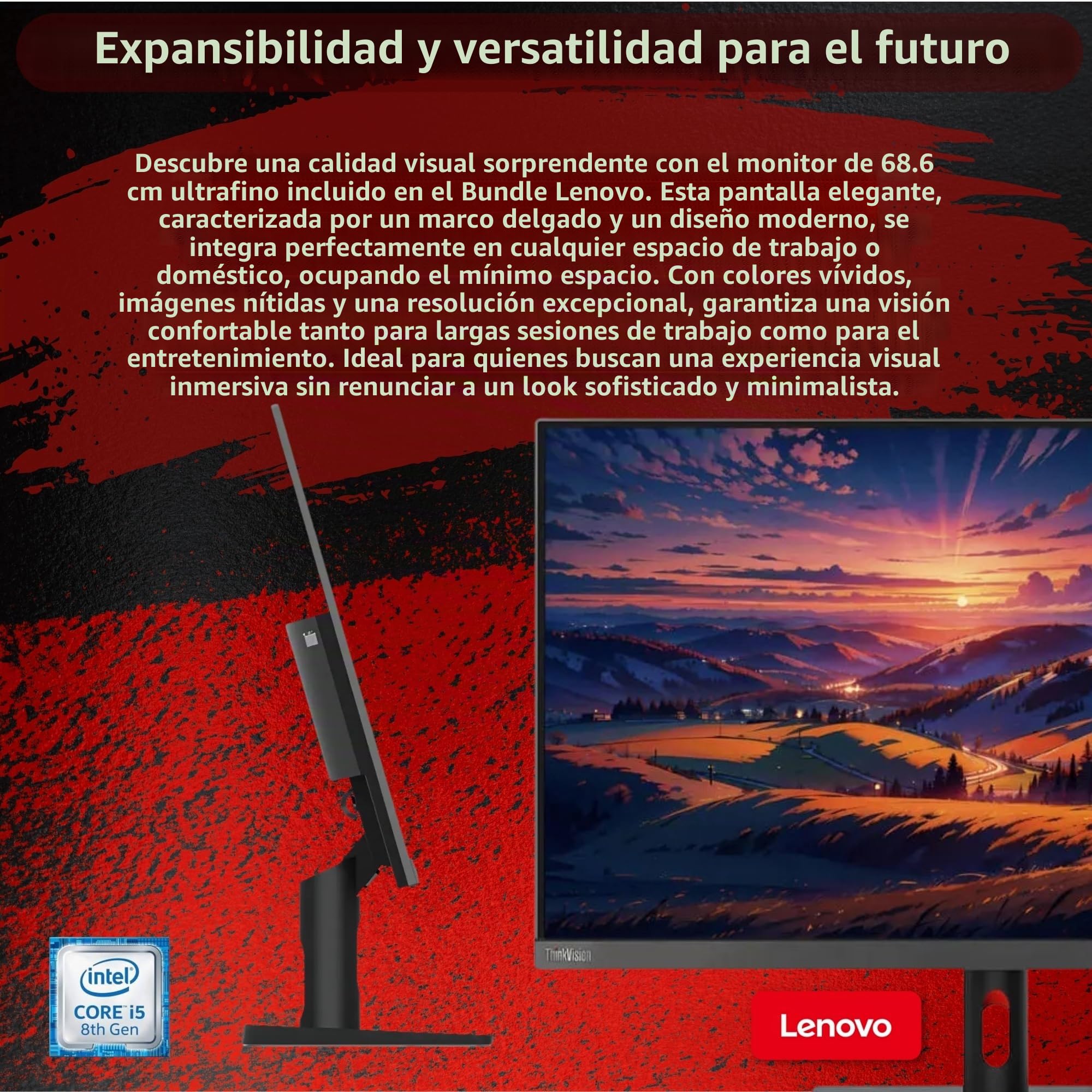 Lenovo Estación de oficina completa PC Desktop Intel Core i5-8400, 16 GB RAM, 512 GB SSD, 27" ThinkVision c27-40 FullHD, Win 11, OFFICE 2021 Professional, 36 meses garantía