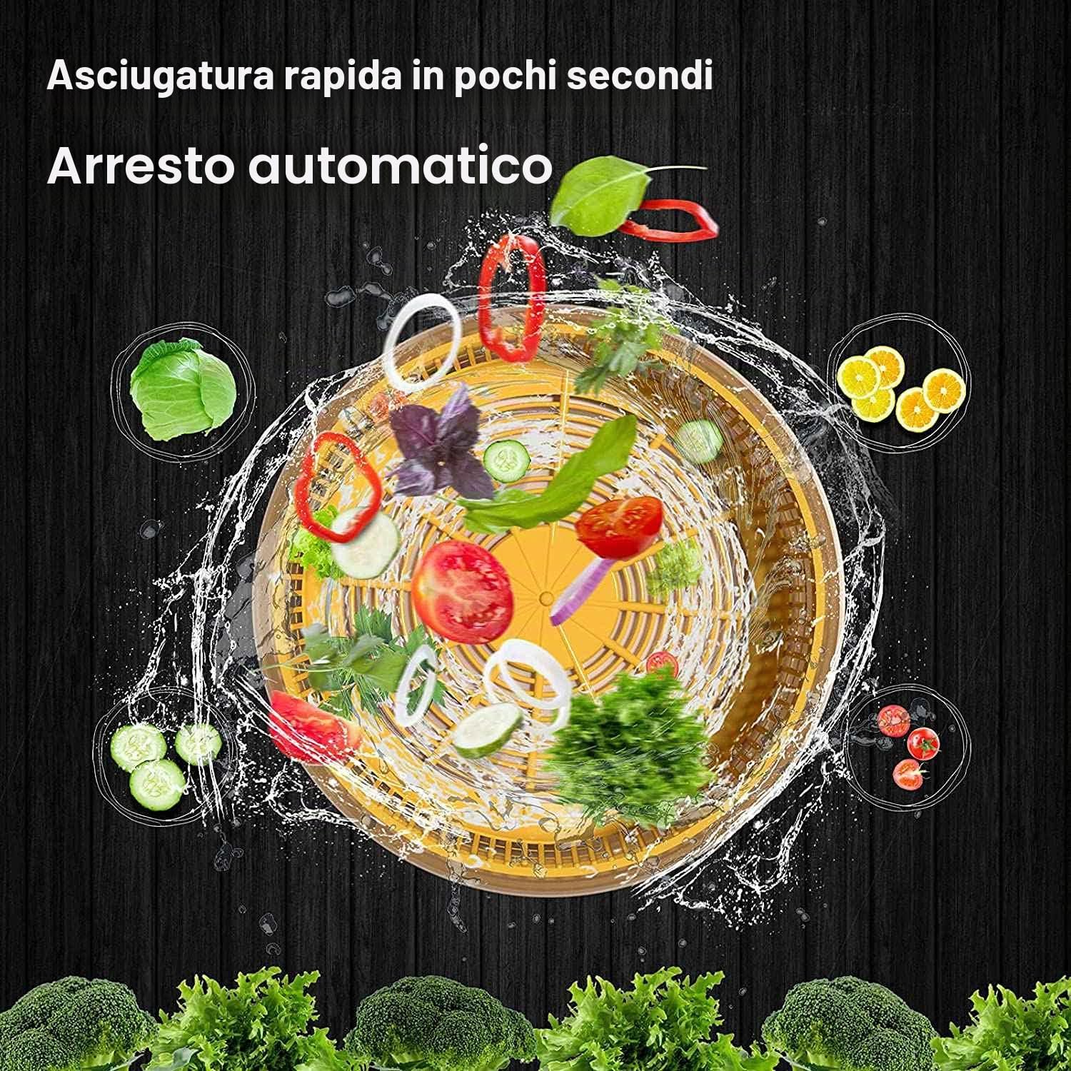 Elettrico per Insalata - Essiccatore per per Lattuga, Ricaricabile Tramite USB, Centrifuga per Frutta Lattuga Ad Asciugatura Rapida Ciotola