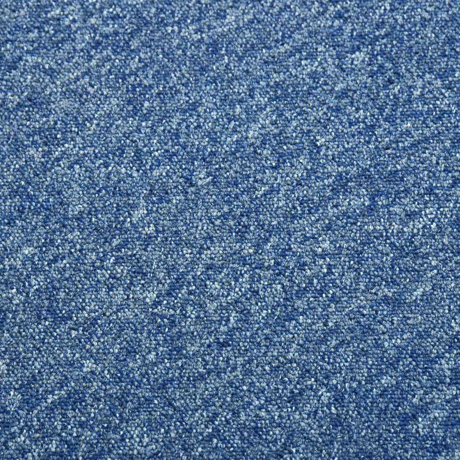 20er Set Teppichfliesen Blau 50x50 cm, Modulare Bodenfliesen aus Polypropylen für Innenbereich, Quadratischer Teppichboden für Büro und Wohnbereich, 5 m² Gesamtfläche