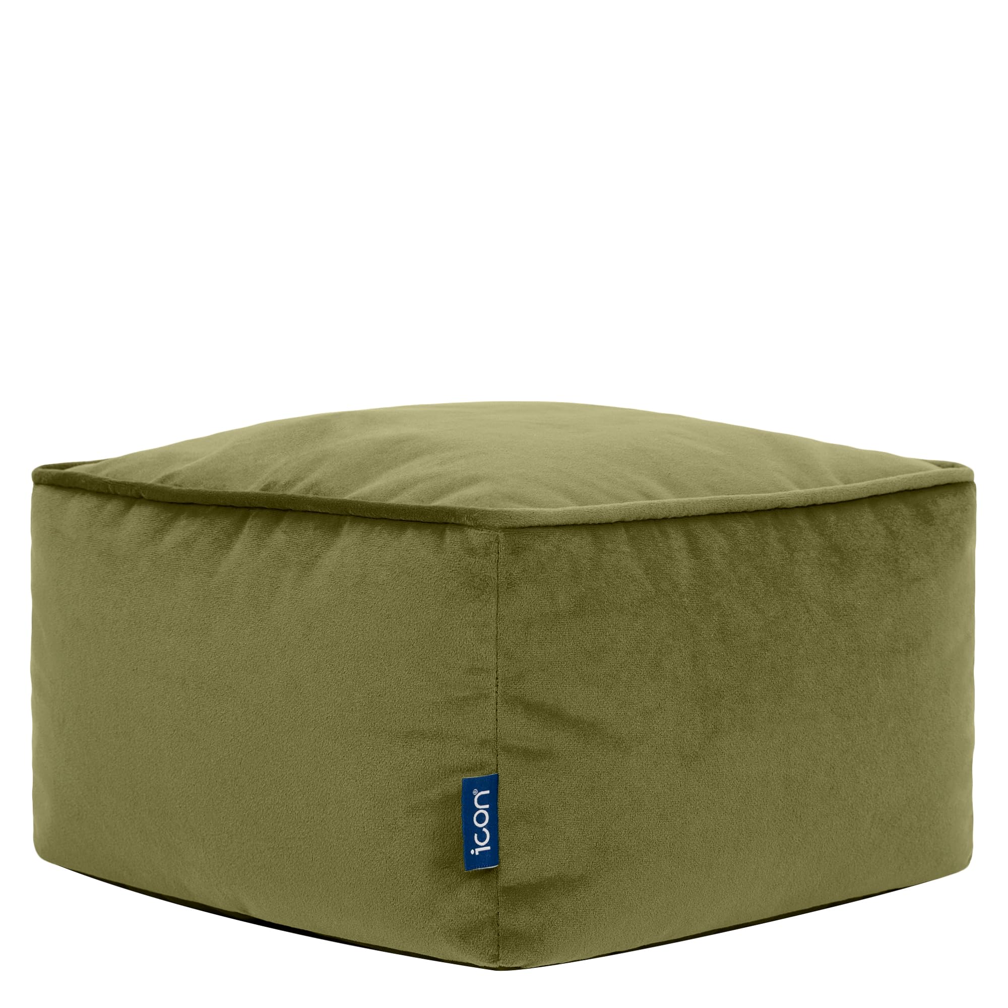 ICON Amara Square Velvet Footstool - Olive - 40cm