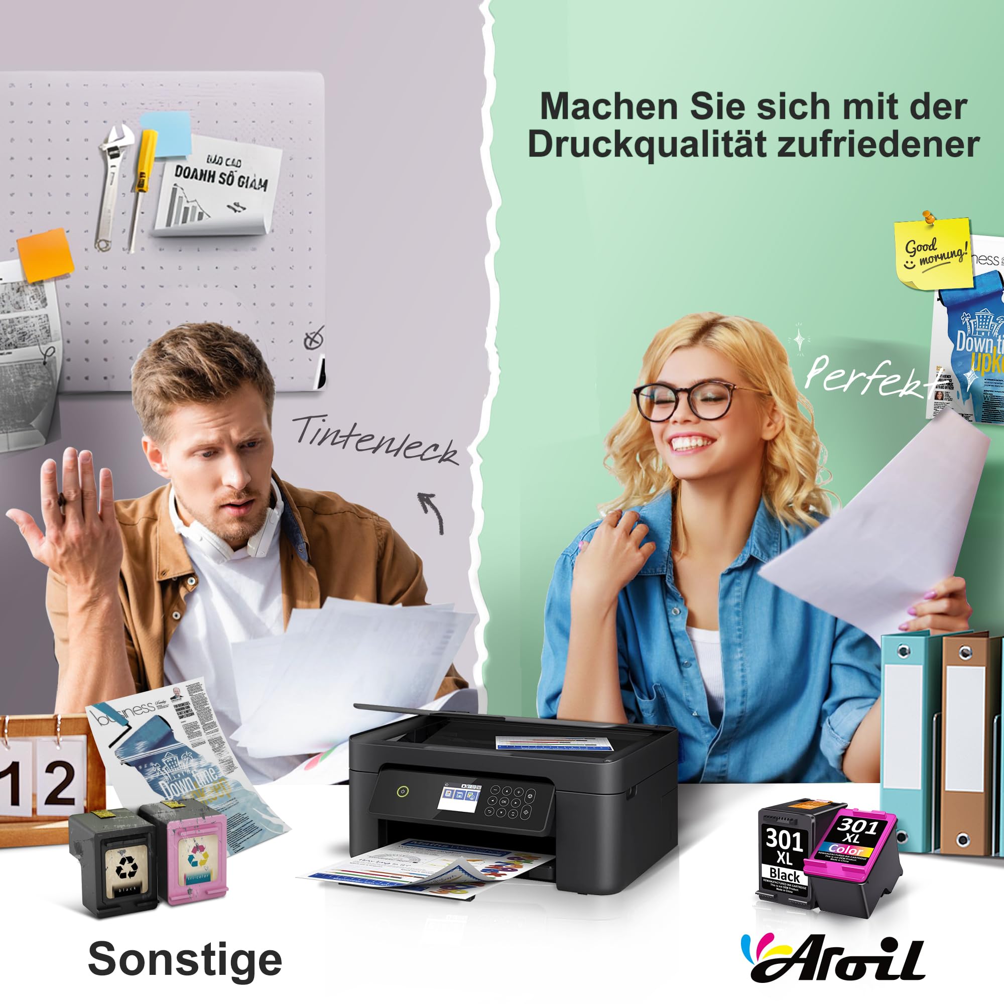 Kompatible Druckerpatronen Für HP 301 XL – Schwarz & Farbe, Passend Für Viele HP-Modelle