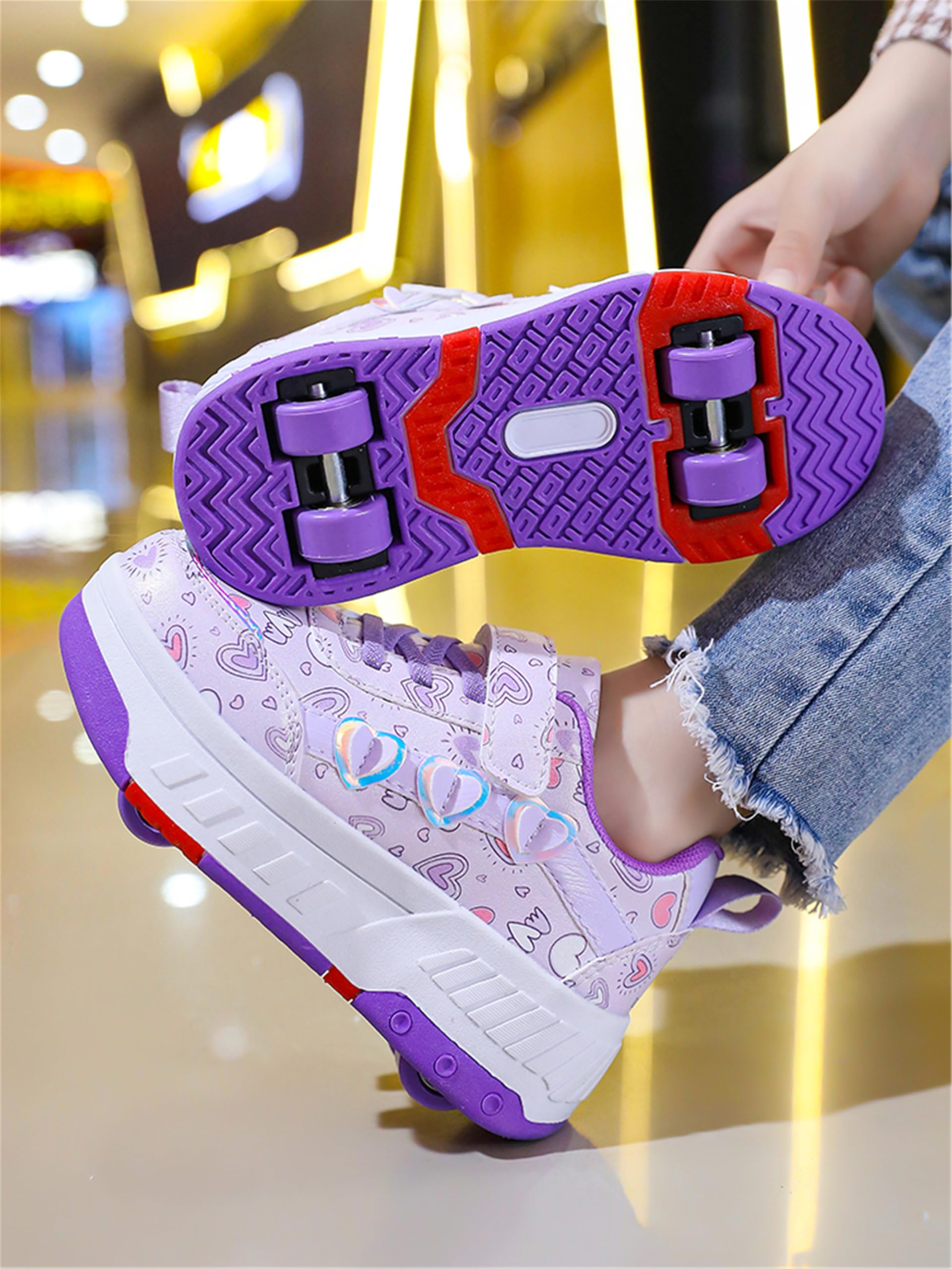 Zapatos con Ruedas para niñas y niños, Zapatillas de Skateboard con Dos Ruedas, Patines Multiusos 2 en 1, Zapatillas Deportivas al Aire Libre con 4 Ruedas Retráctil