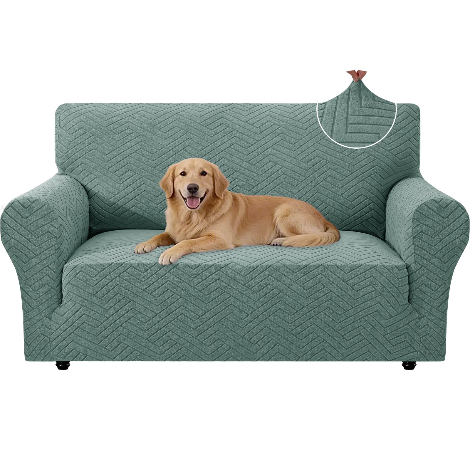 Elástica Funda De Sofá 2 Plazas, Moderna Funda De Sofa con Reposabrazos, Ajustables Antideslizante Fundas Sofa, Universales Couch Cover, Gruesa, Antimanchas Lavable, Verde Claro Global Recycled Standard Global Recycled Standard Global Recycled Standard