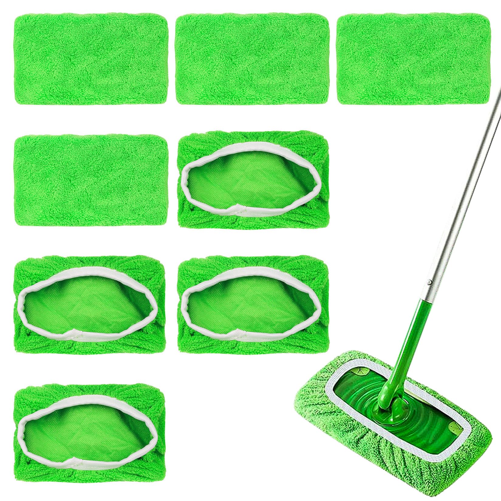 Pack of 9 Floor Cloths for Swiffer Sweeper Mops, Mop Covers for Swiffer Dry Floor Cloths, Microfibre Reusable Mop Pads Refill Pack for Wet Floor Cloths Cleaning Hard Floors Wooden Floors
