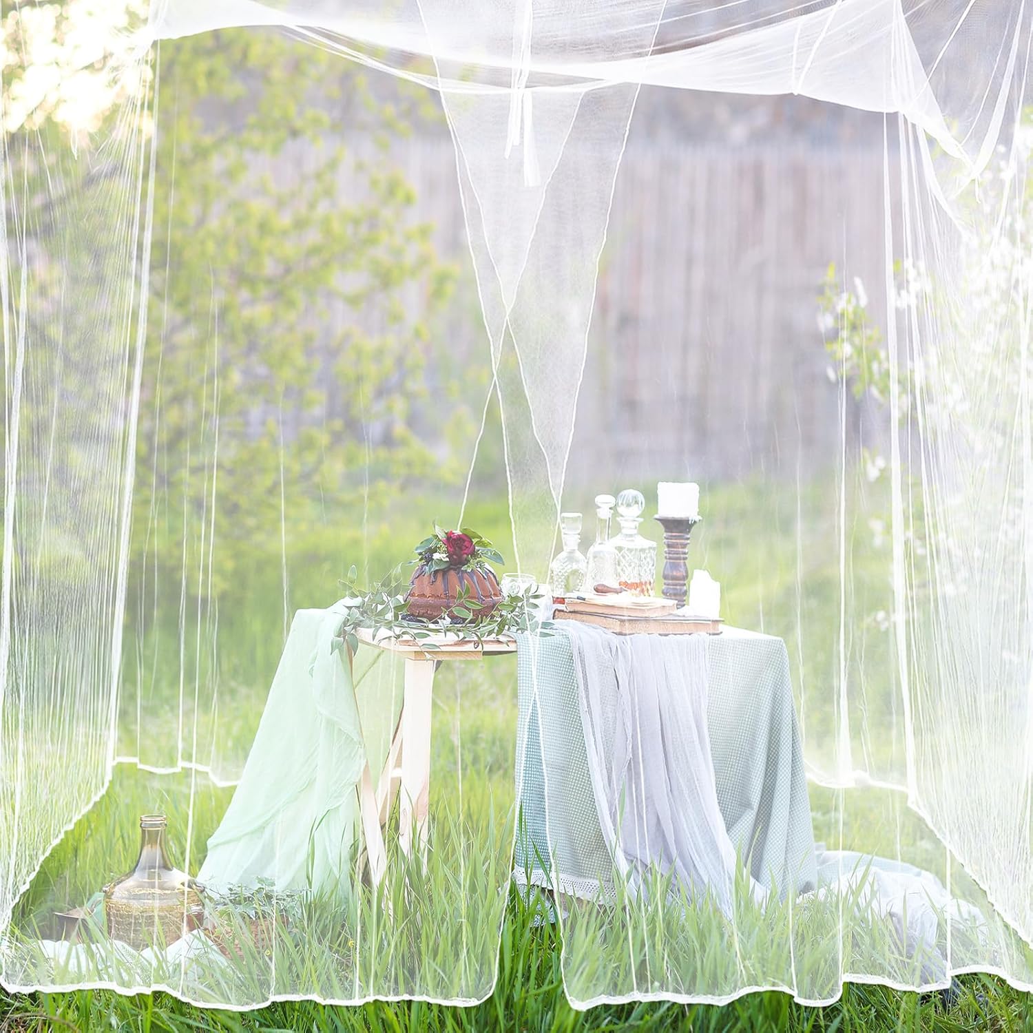 Tranqun 2 Pcs Mosquito Net for Bed Patio Ultra Large Mosquito Net 4 Corner Canopy with 2 Side Openings 16 Hanging Loops for Camping Home Outdoor Travel Dormitory Decor(White,87 x 87 x 71 Inch)