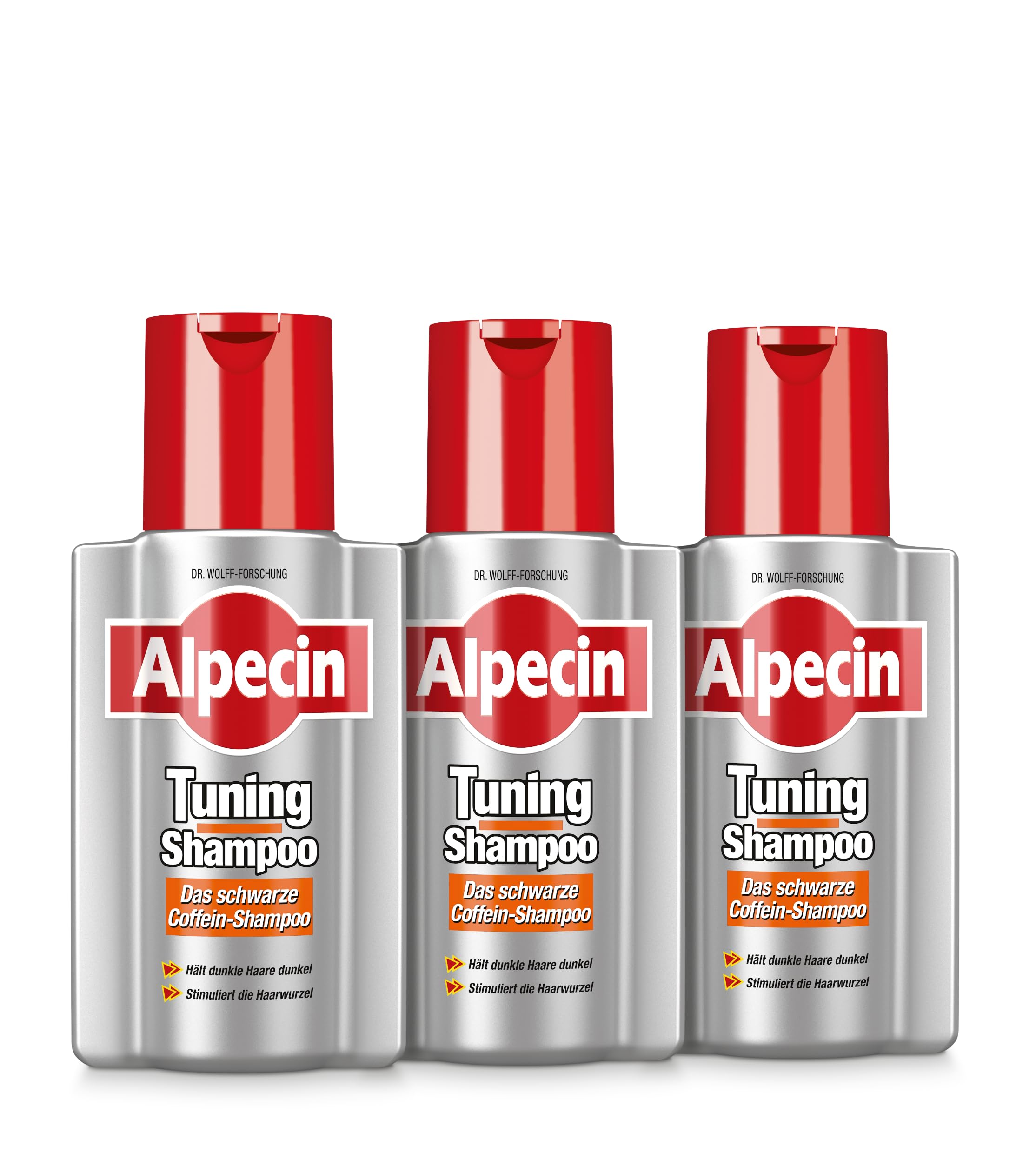 Alpecin Szampon tuningowy – 3 x 200 ml – czarny szampon kofeinowy do siwych włosów | mocne pigmenty utrzymują ciemne włosy
