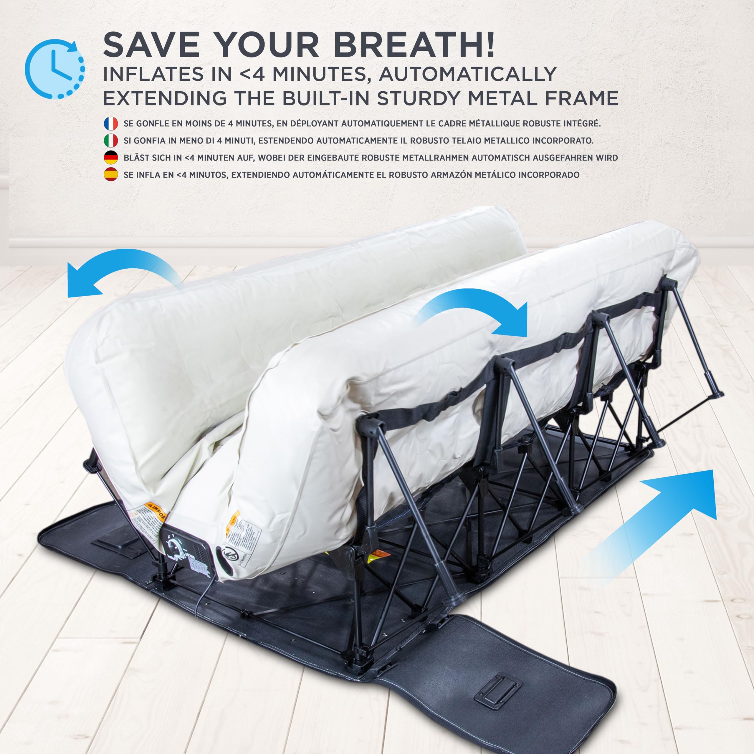 Ivation EZ-Bed (Queen) Materasso ad aria con telaio e valigetta arrotolabile, autogonfiabile, letto gonfiabile con spegnimento automatico, superficie comoda, ideale per ospiti, viaggi, vacanze,