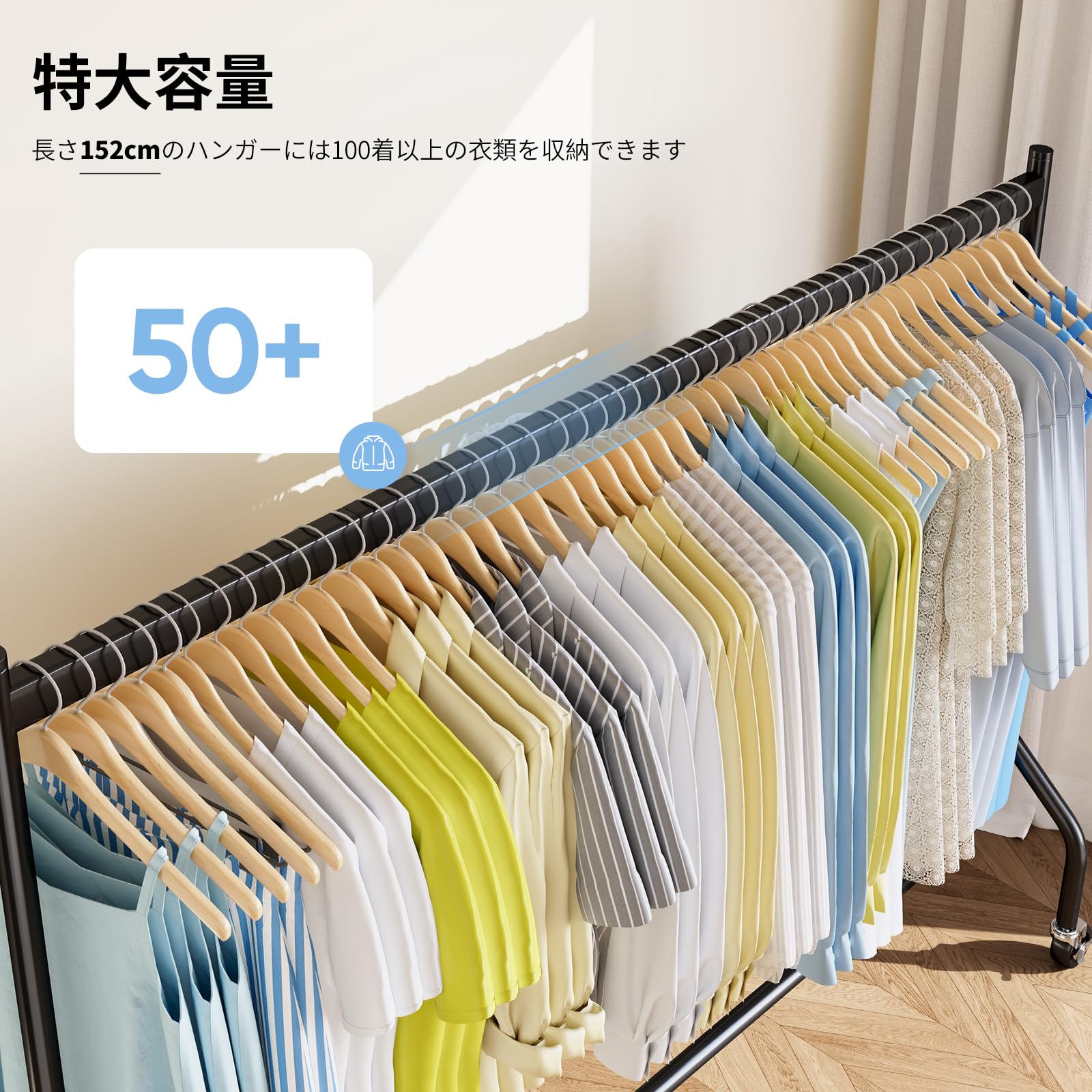Amazon｜HOKEEPER ハンガーラック 超耐荷重204KG 大容量衣類収納 金属