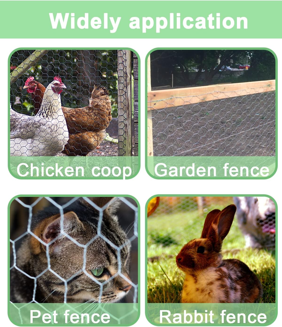 vensovo Garden Poultry Black Chicken Wire - 13.7 '' × 590 '' Chicken Wire for Crafts, Garden Fence Animal Barrier, 1 inch Mesh Poultry Netting Fence, Pet/Rabbit/Chicken Wire Fencing